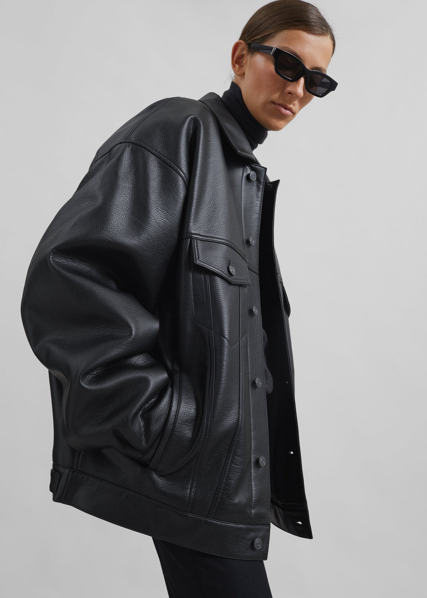 Conan Faux Leather Jacket - Black