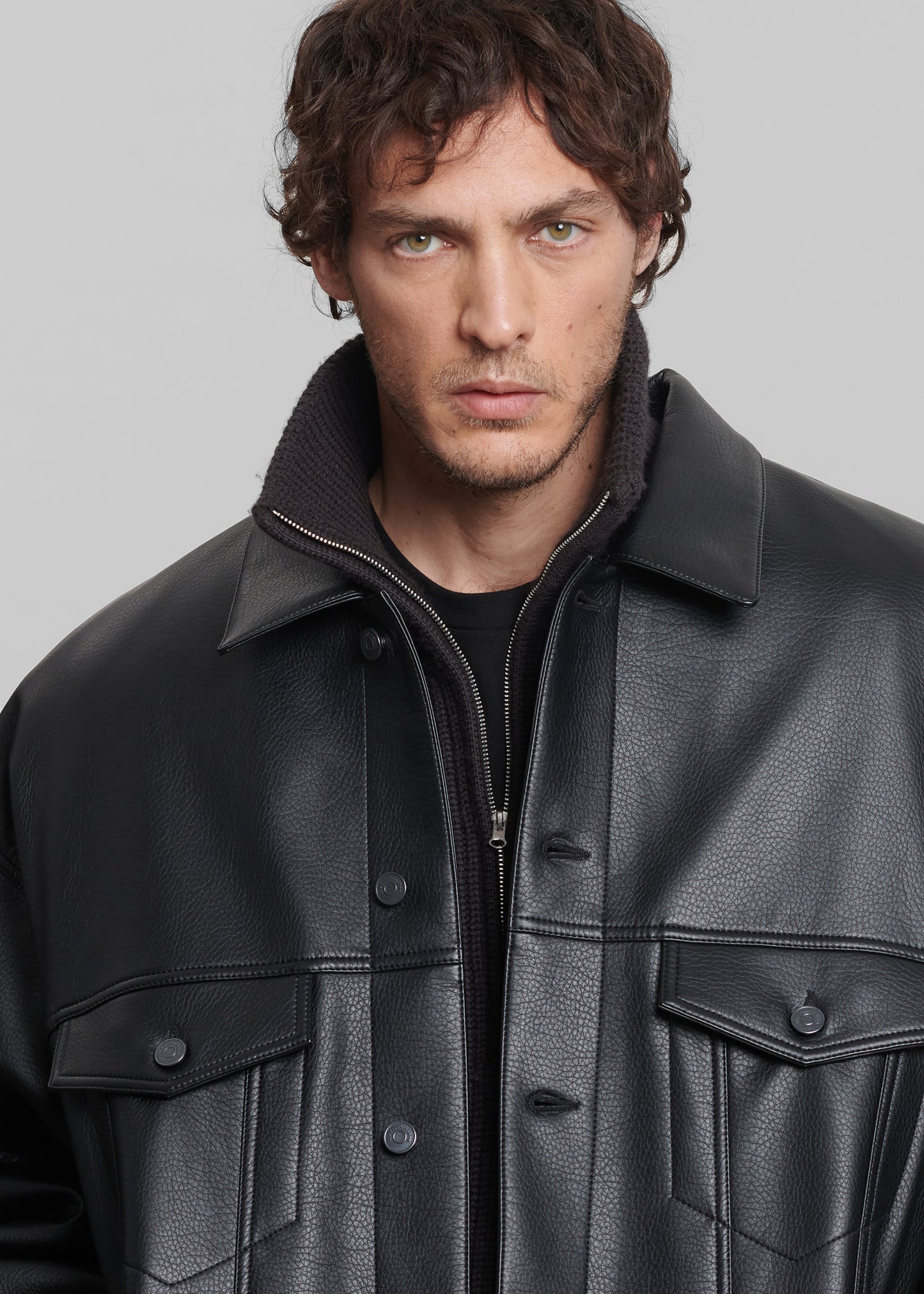 Conan Faux Leather Jacket - Black