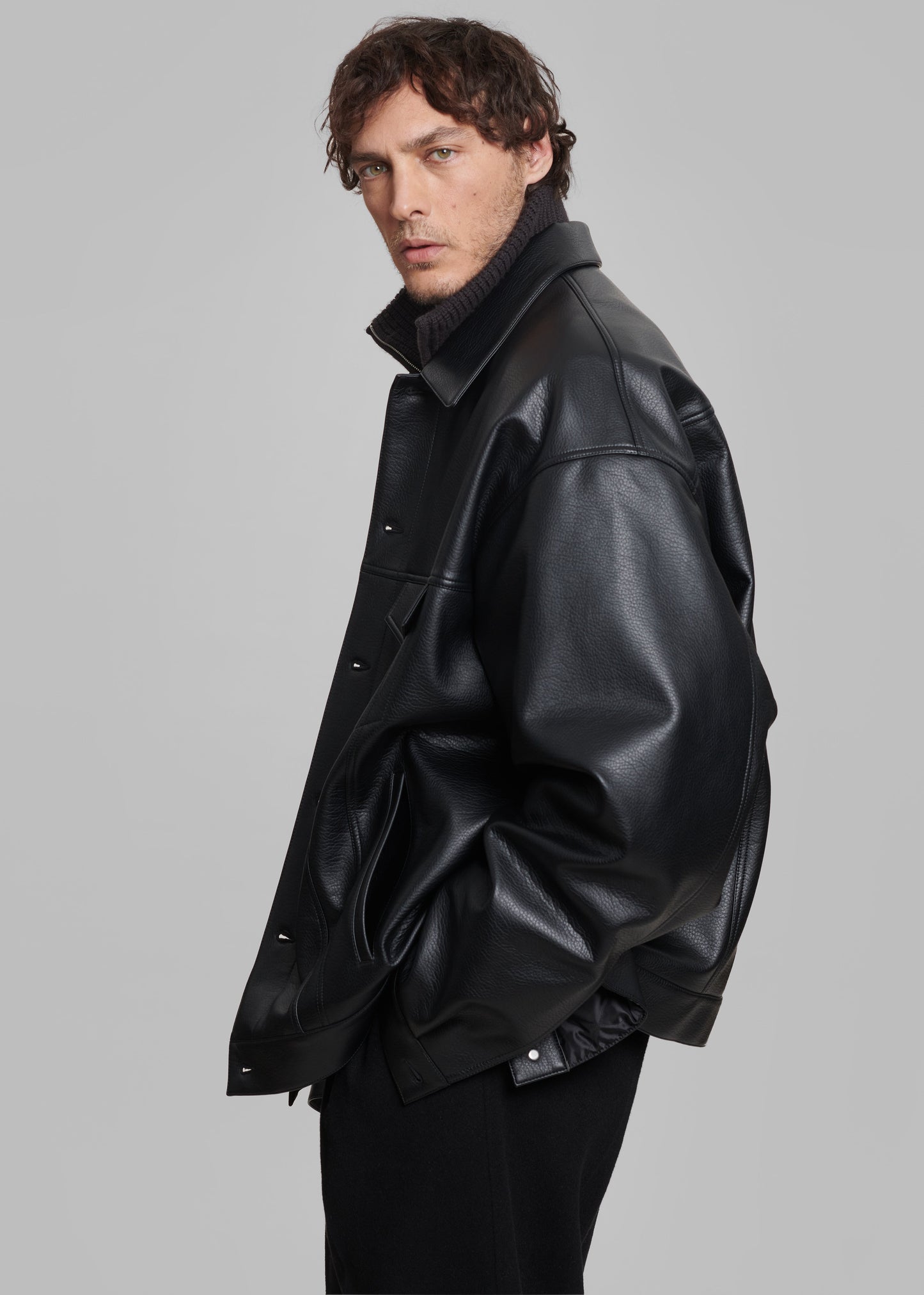 Conan Faux Leather Jacket - Black