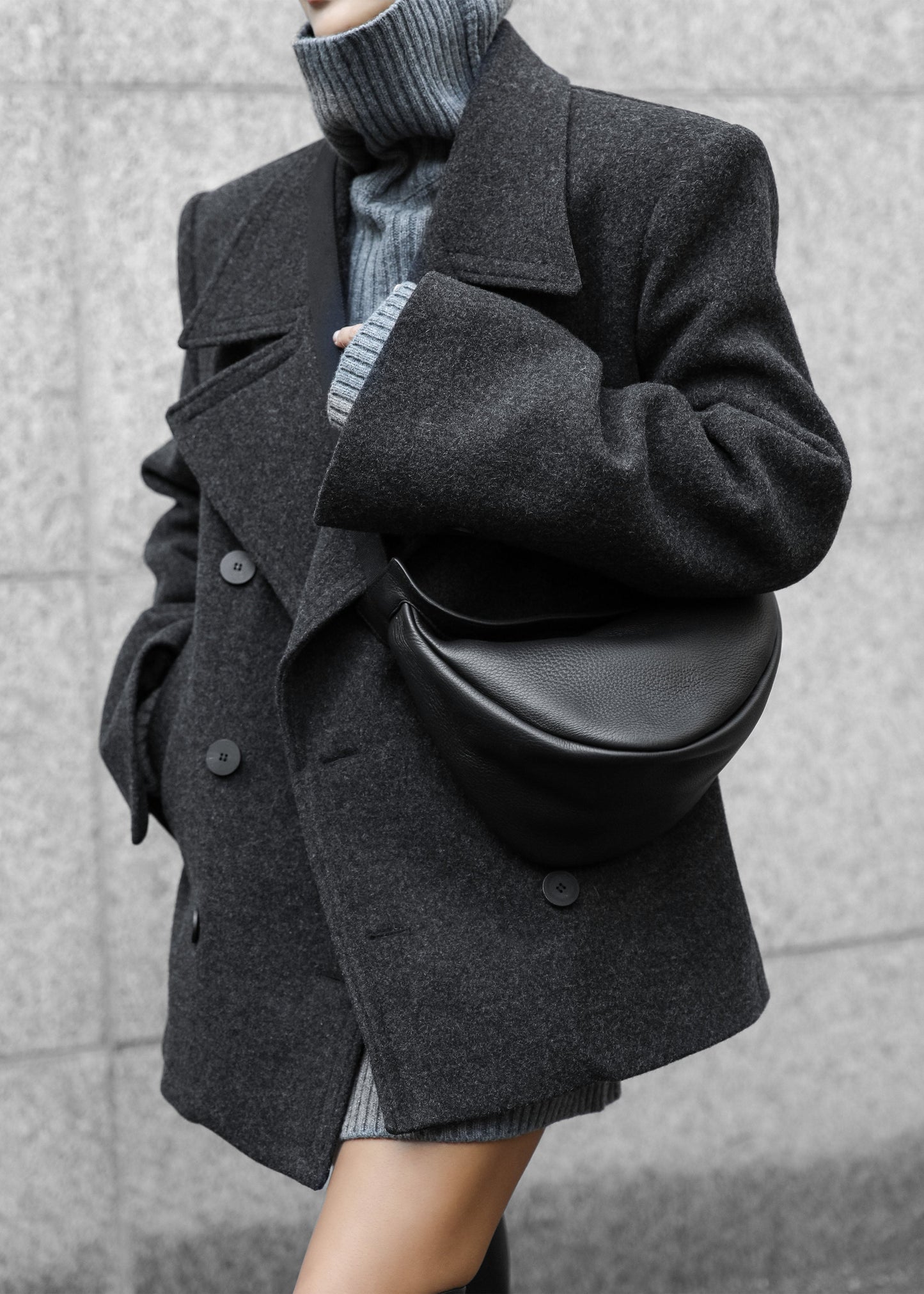 Creston Wool Peacoat - Charcoal