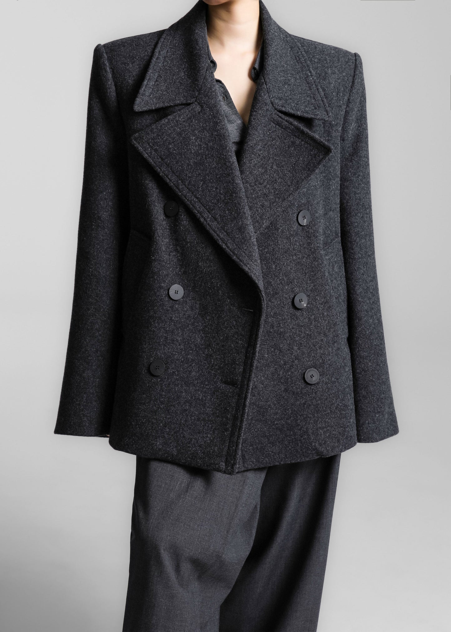 Creston Wool Peacoat - Charcoal