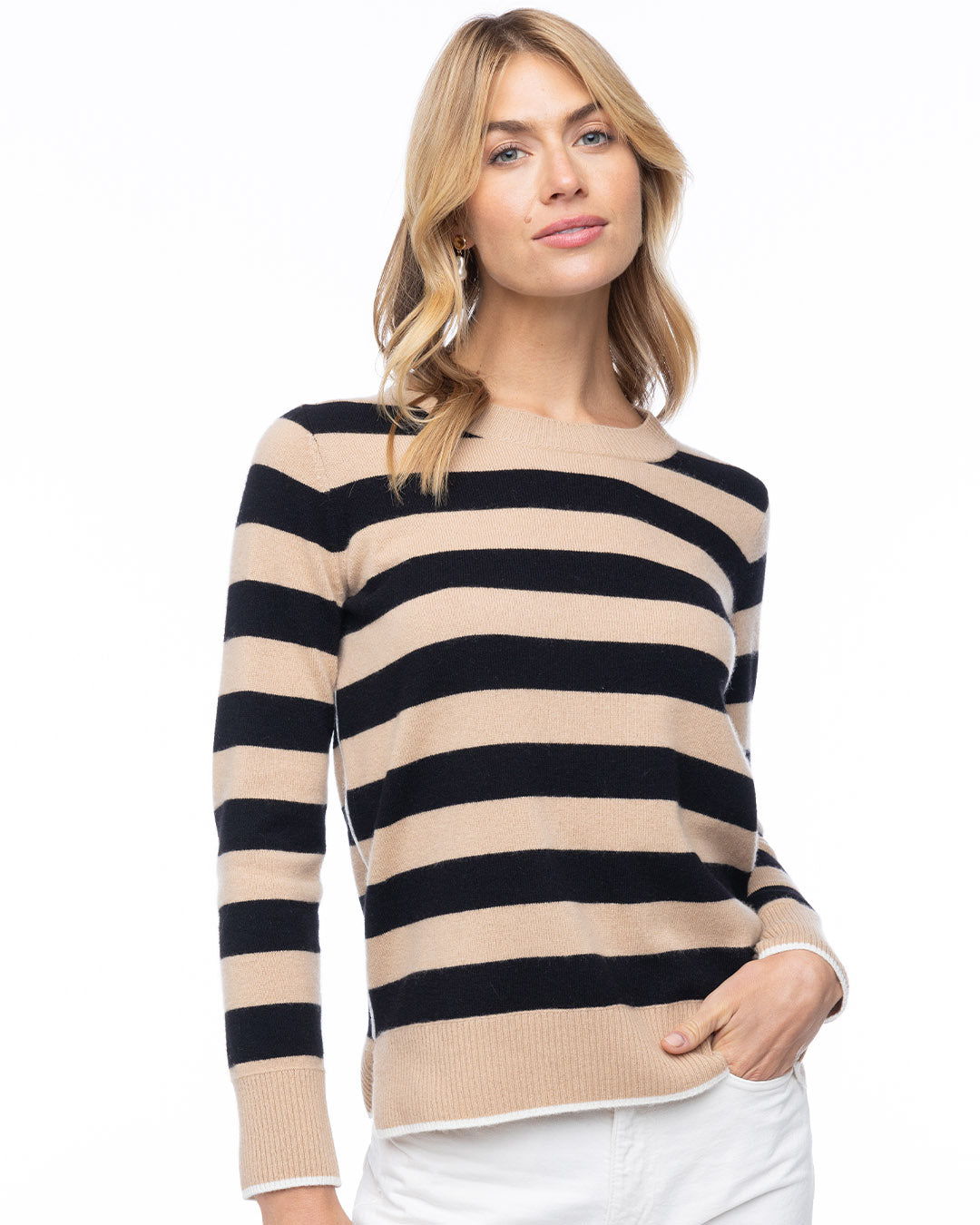 Contrast Striped Crew