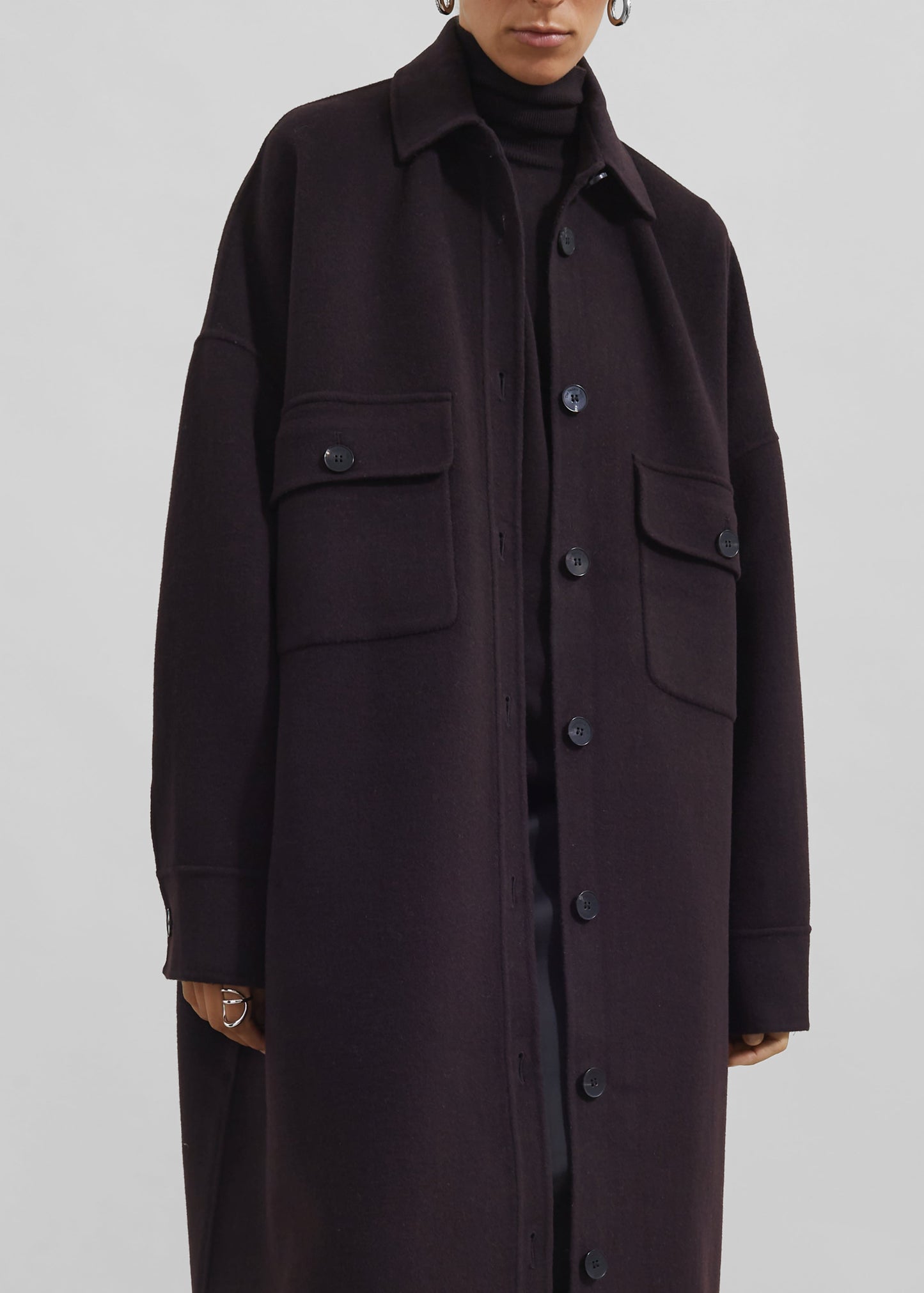 Dallas Wool Overcoat - Dark Plum