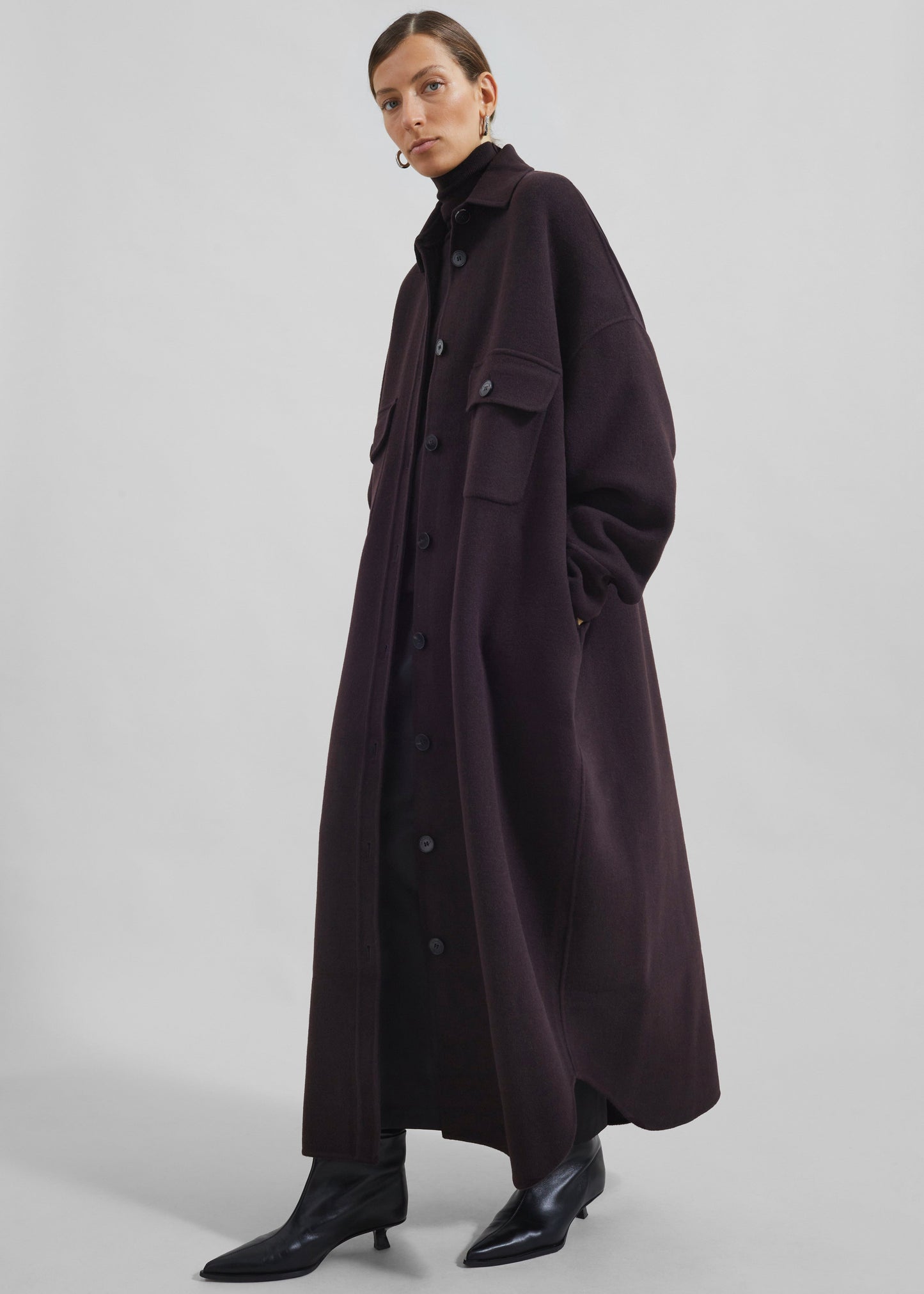 Dallas Wool Overcoat - Dark Plum