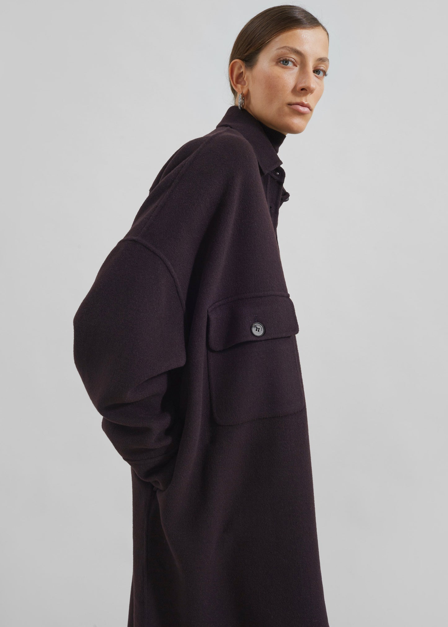 Dallas Wool Overcoat - Dark Plum