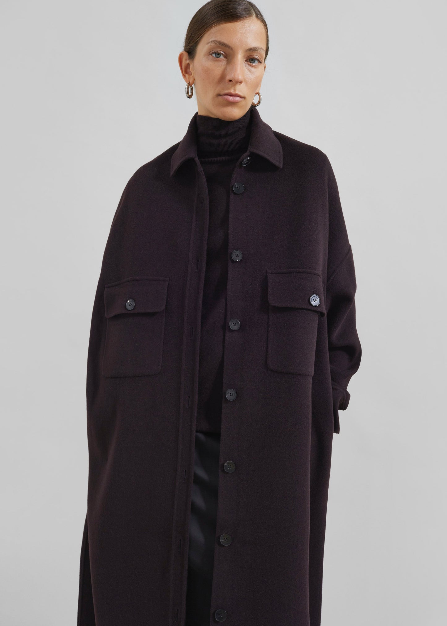 Dallas Wool Overcoat - Dark Plum