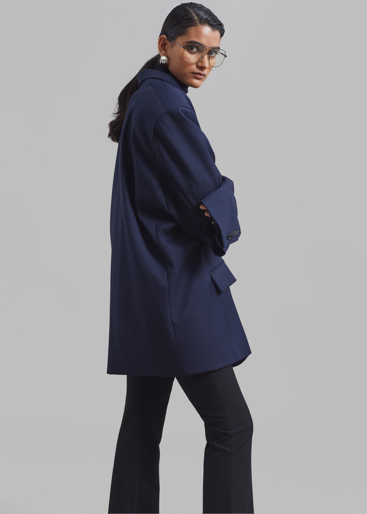 Dee Maxi Oversized Blazer - Navy