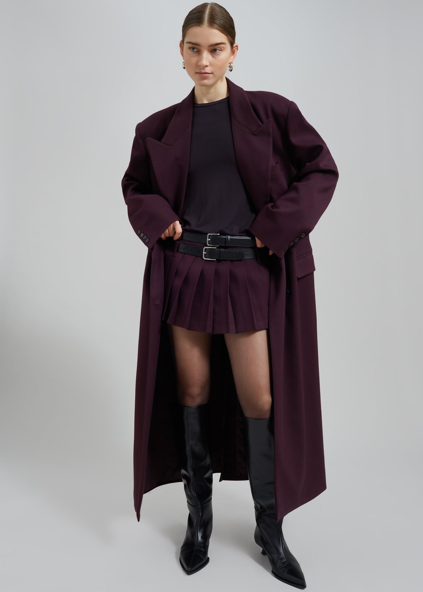 Delphina Long Coat - Burgundy