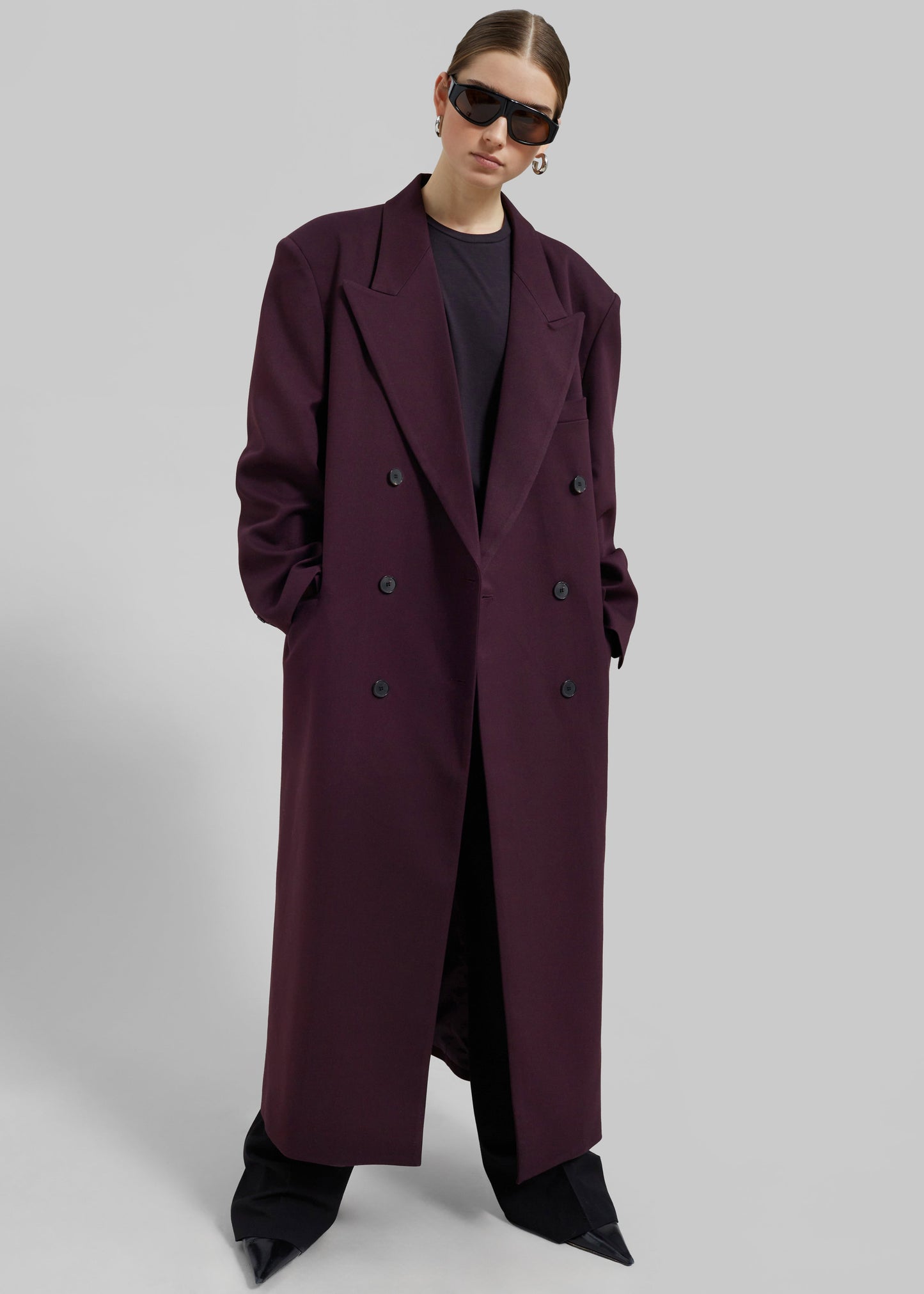 Delphina Long Coat - Burgundy