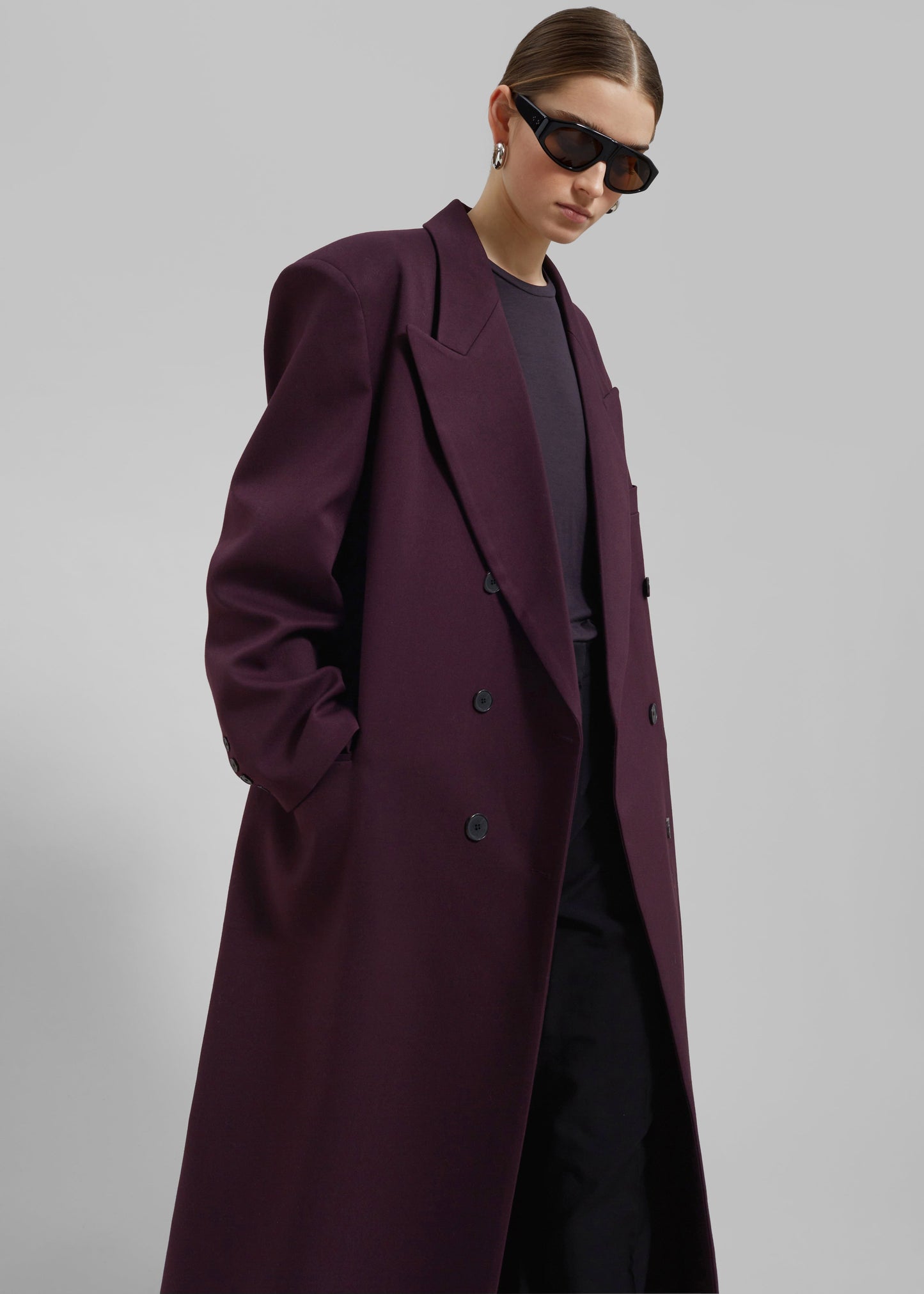 Delphina Long Coat - Burgundy