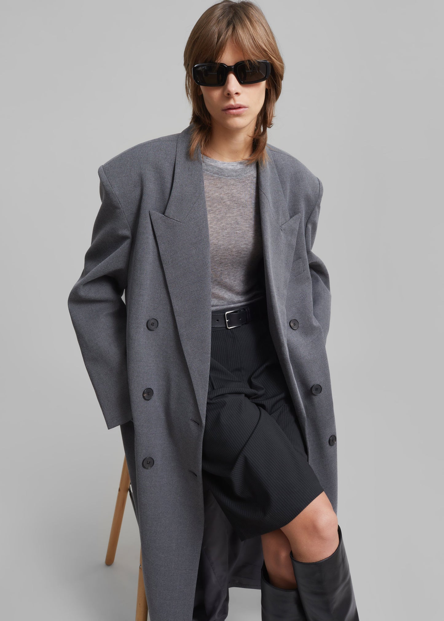 Delphina Long Coat - Grey