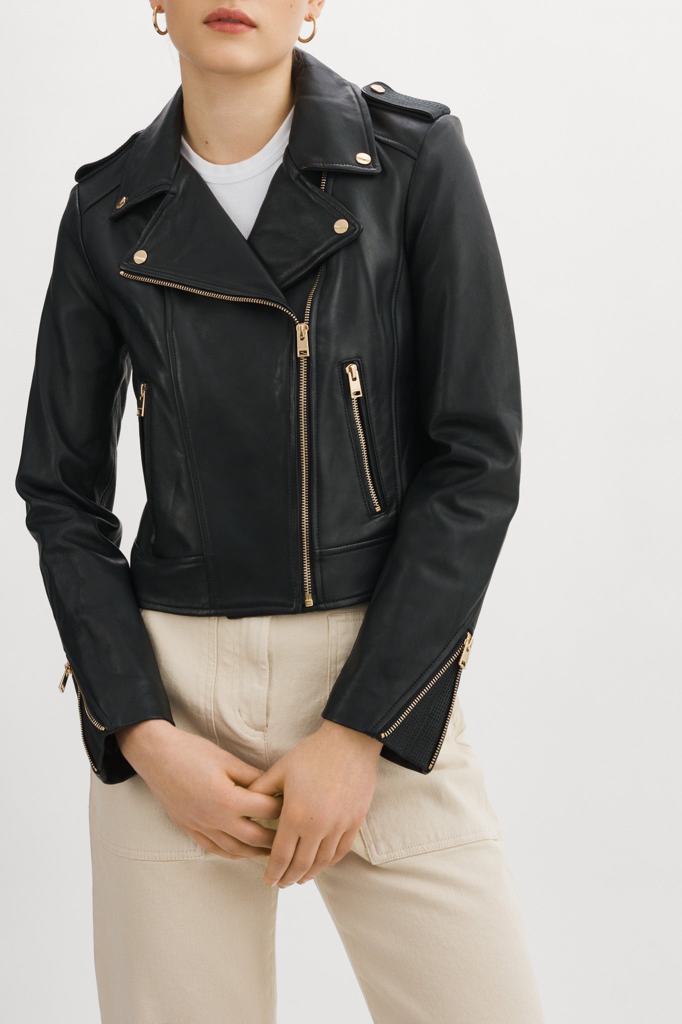 DONNA GOLD | Iconic Leather Biker Jacket