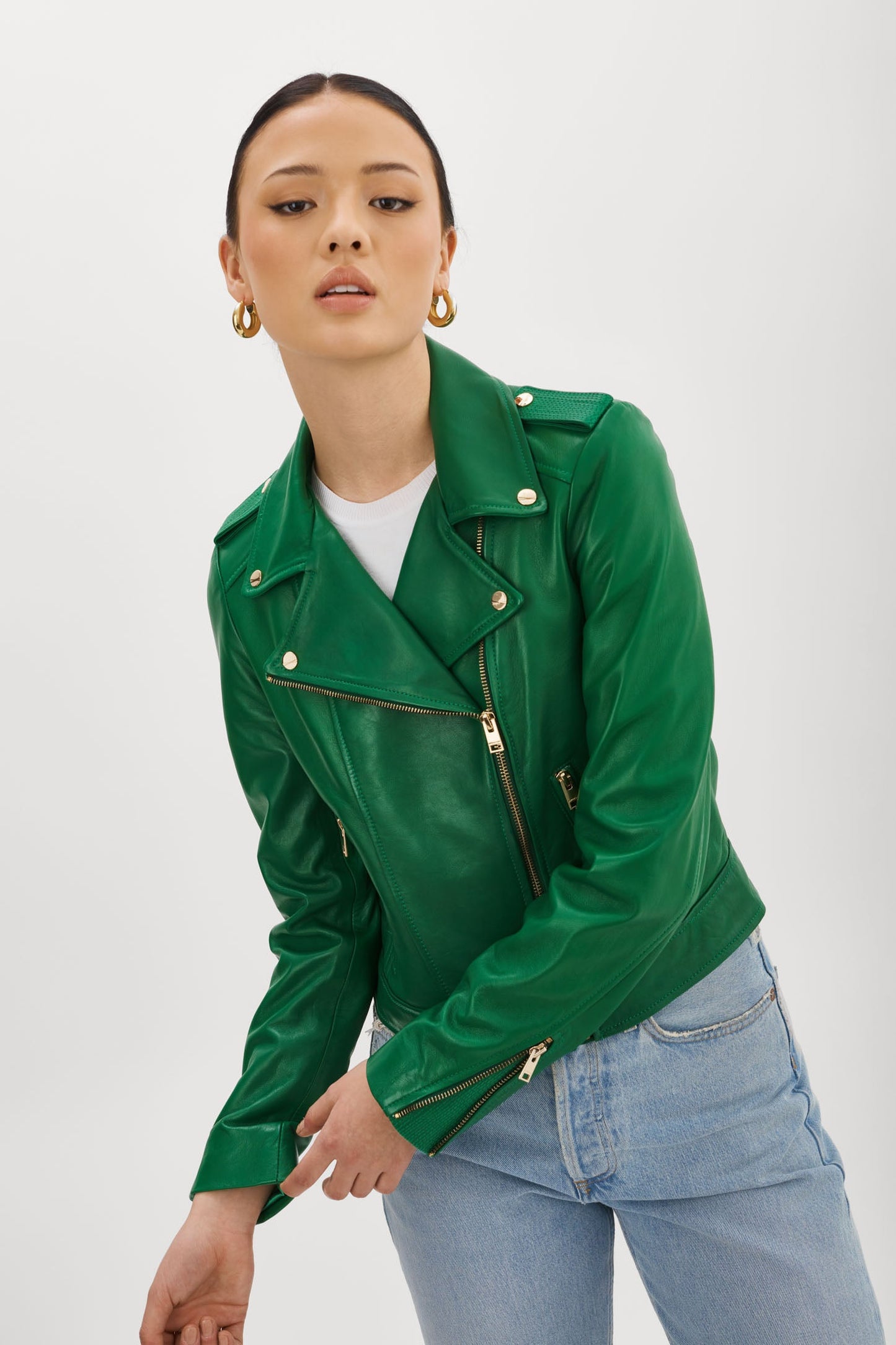 DONNA GOLD | Iconic Leather Biker Jacket