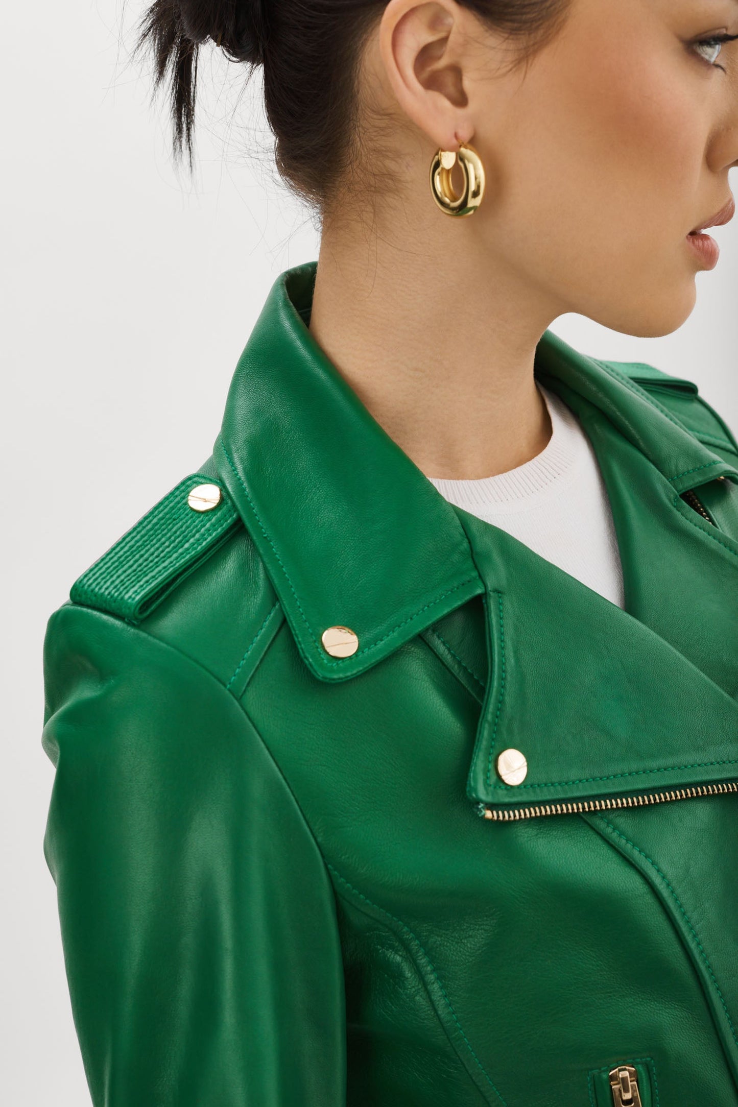 DONNA GOLD | Iconic Leather Biker Jacket