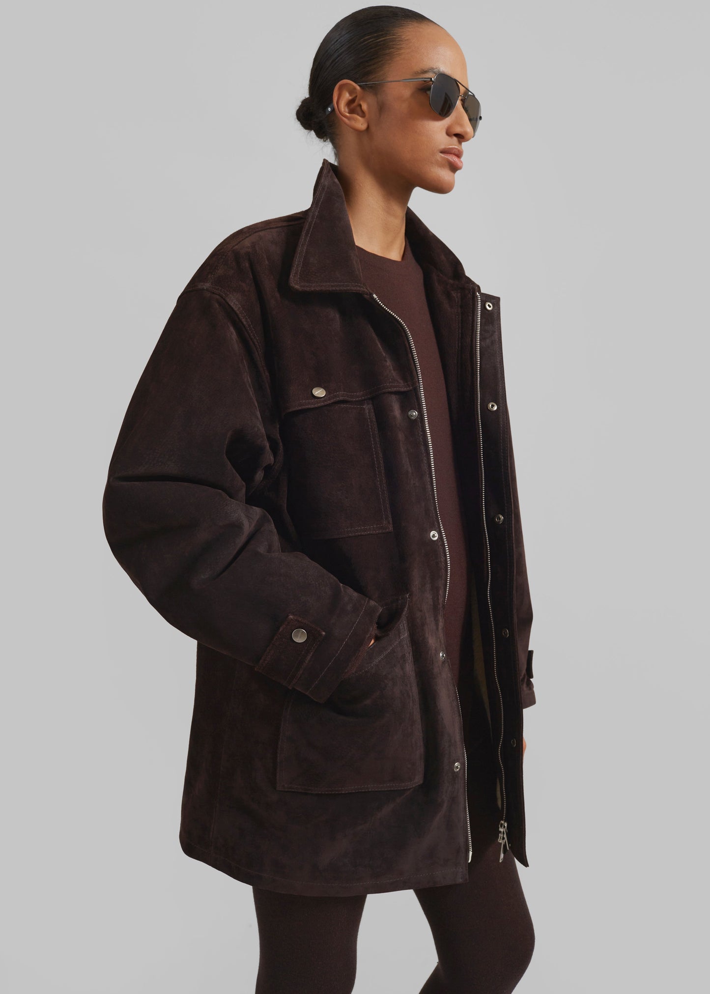 Dulnain Suede Field Jacket - Dark Brown