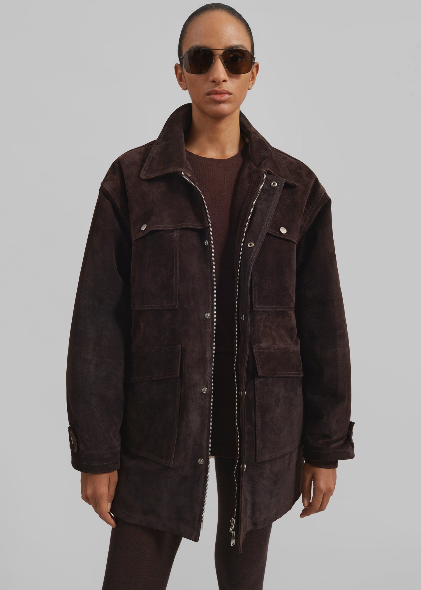 Dulnain Suede Field Jacket - Dark Brown