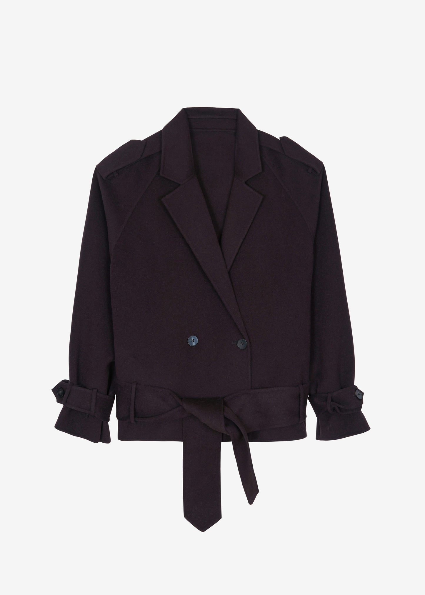 Elys Short Wool Trench - Dark Plum