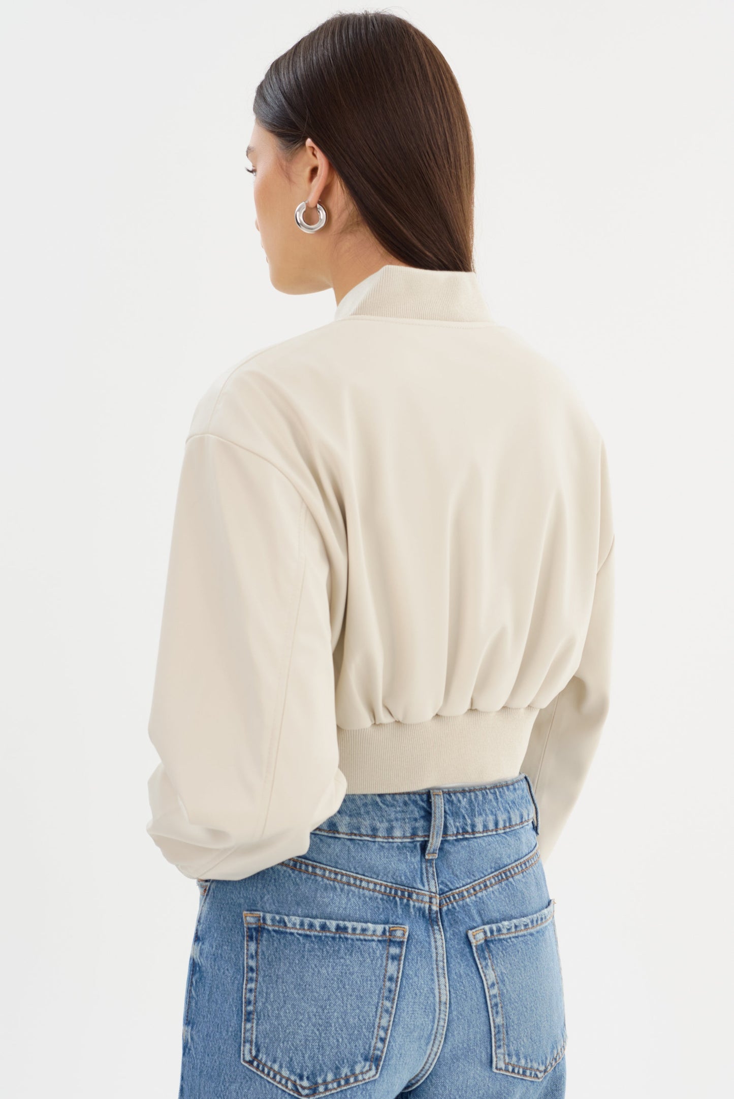 EVELIN | Faux Leather Cropped Bomber