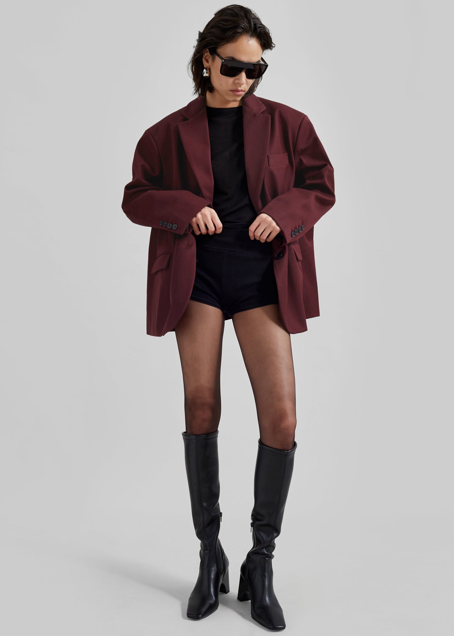 Frankie Oversized Boyfriend Blazer - Burgundy