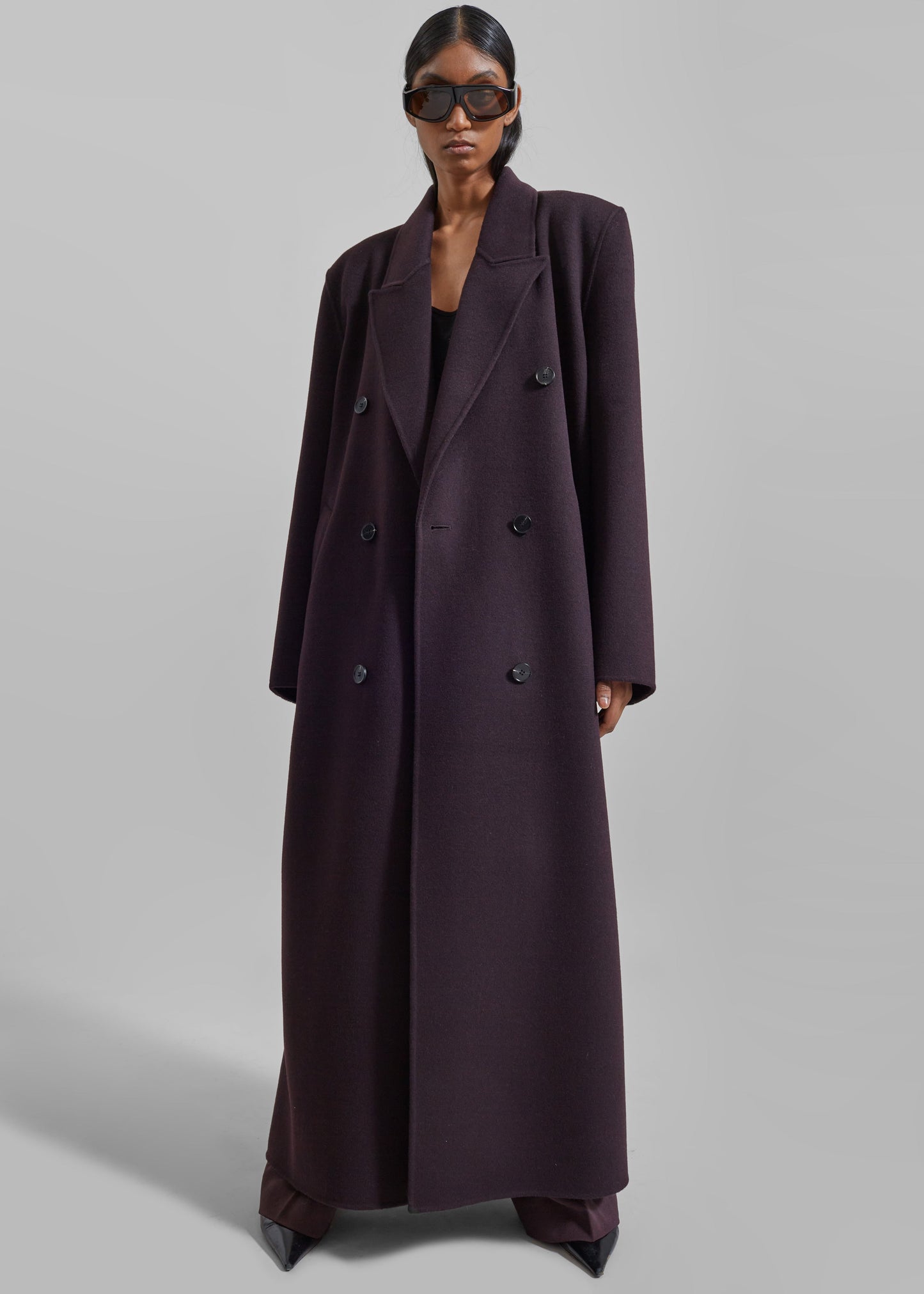 Gaia Double Breasted Coat - Dark Plum