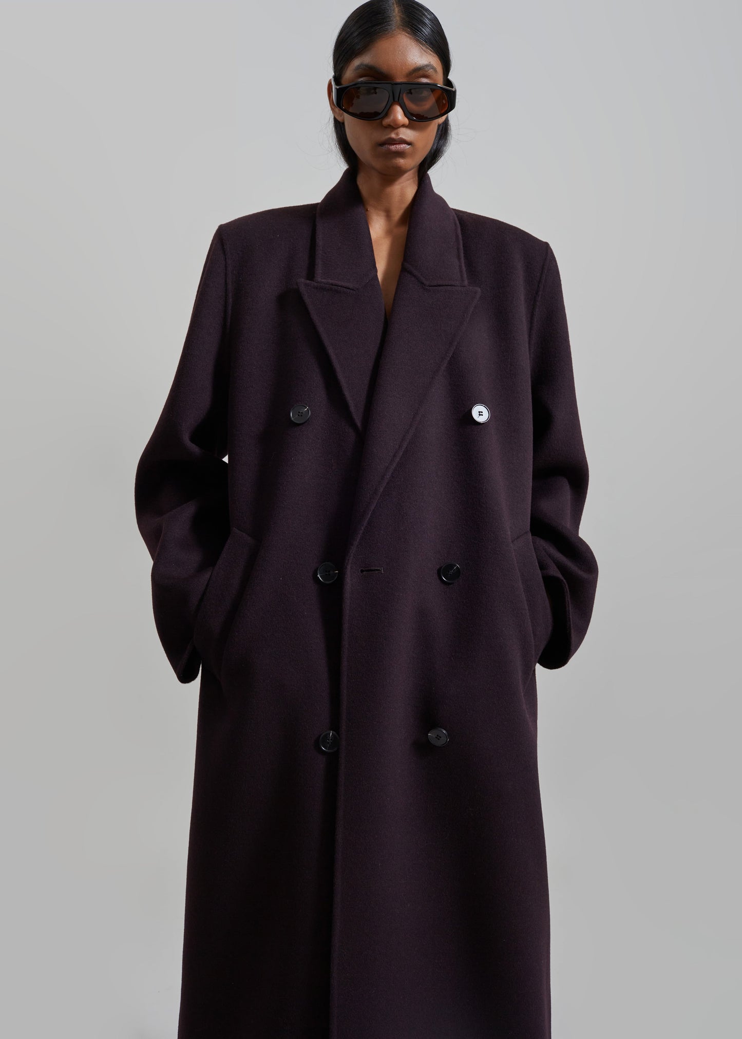 Gaia Double Breasted Coat - Dark Plum