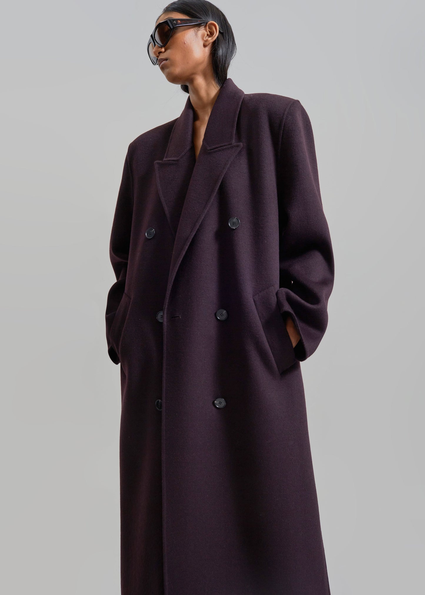 Gaia Double Breasted Coat - Dark Plum