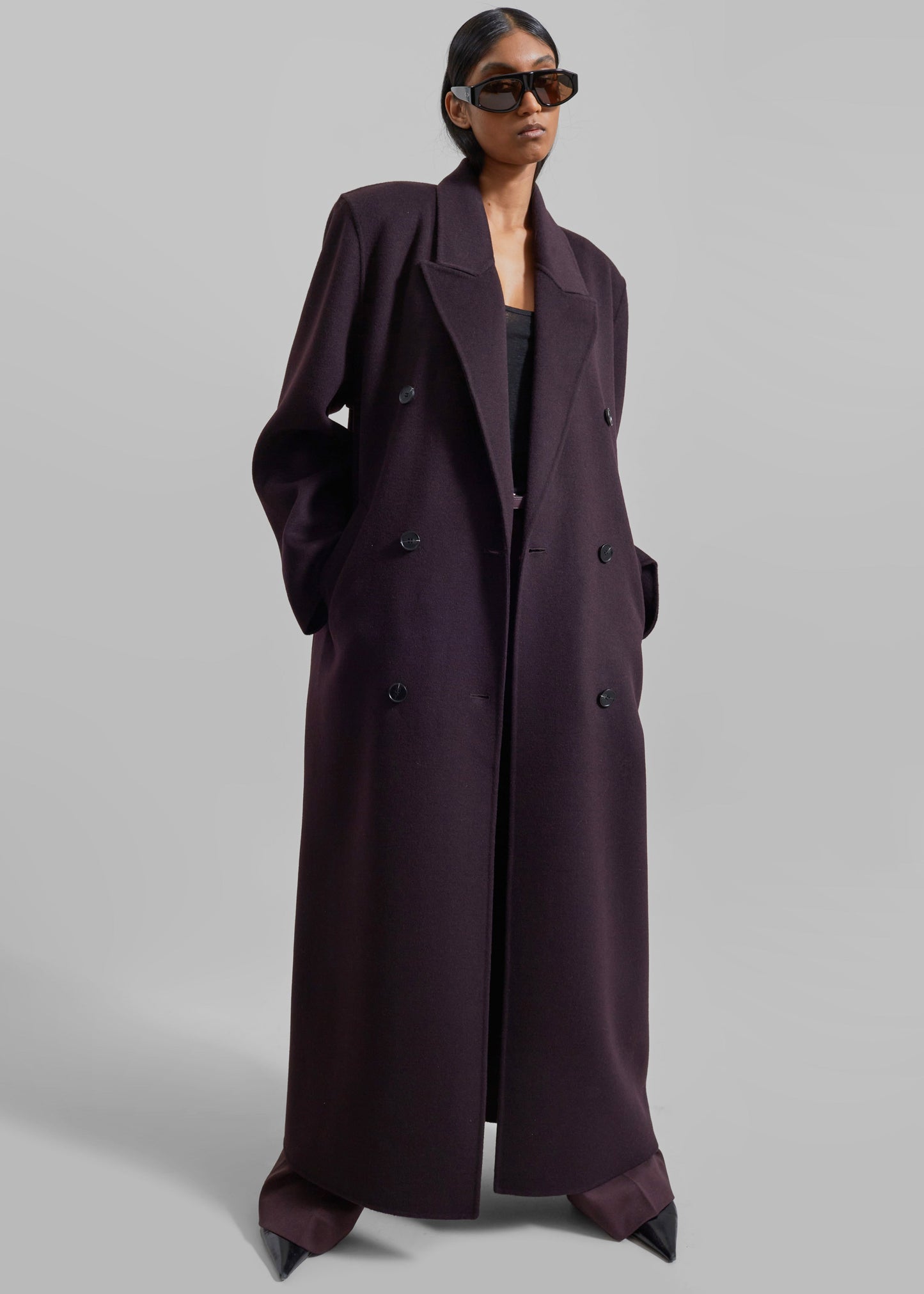 Gaia Double Breasted Coat - Dark Plum