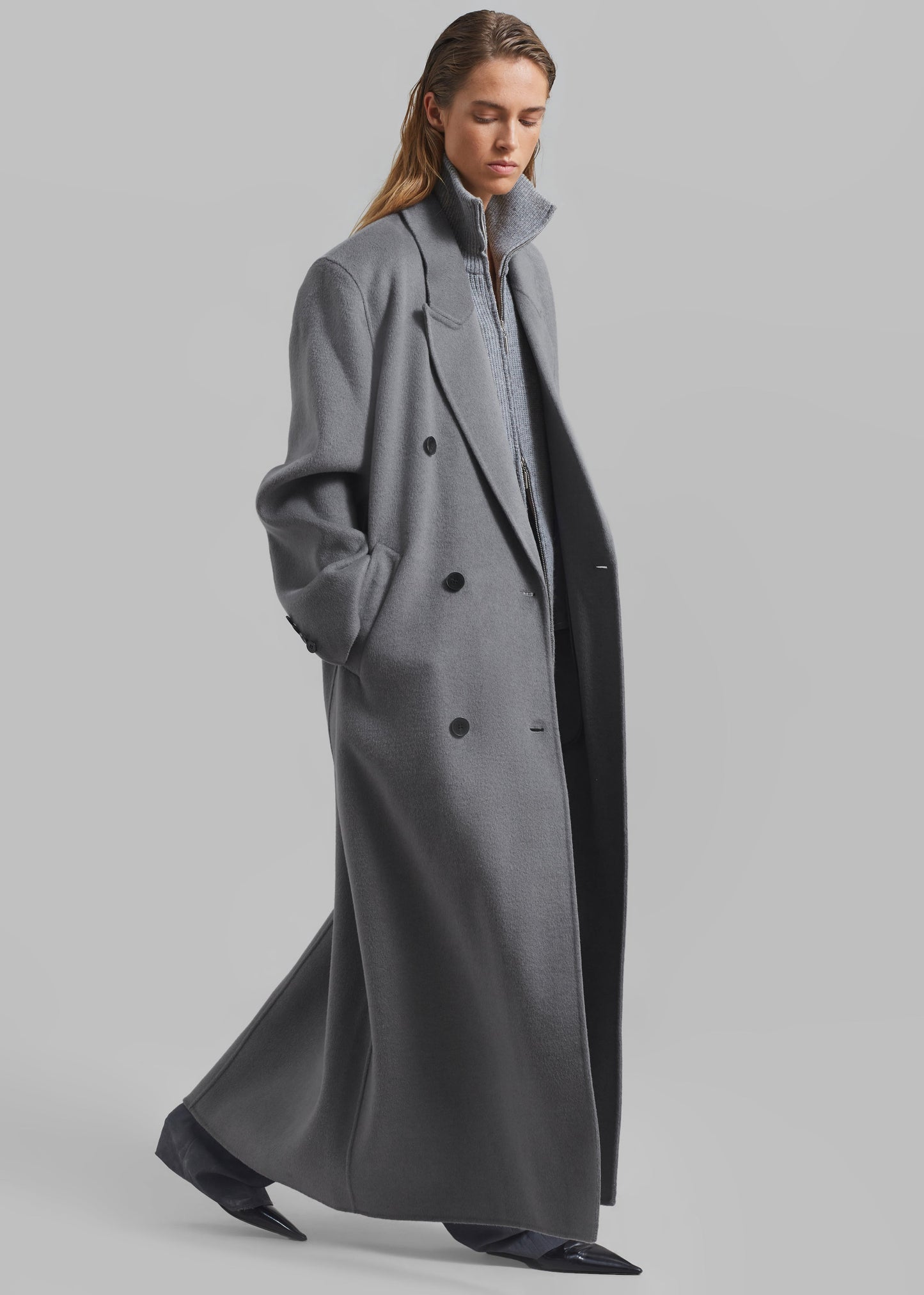 Gaia Double Breasted Coat - Grey