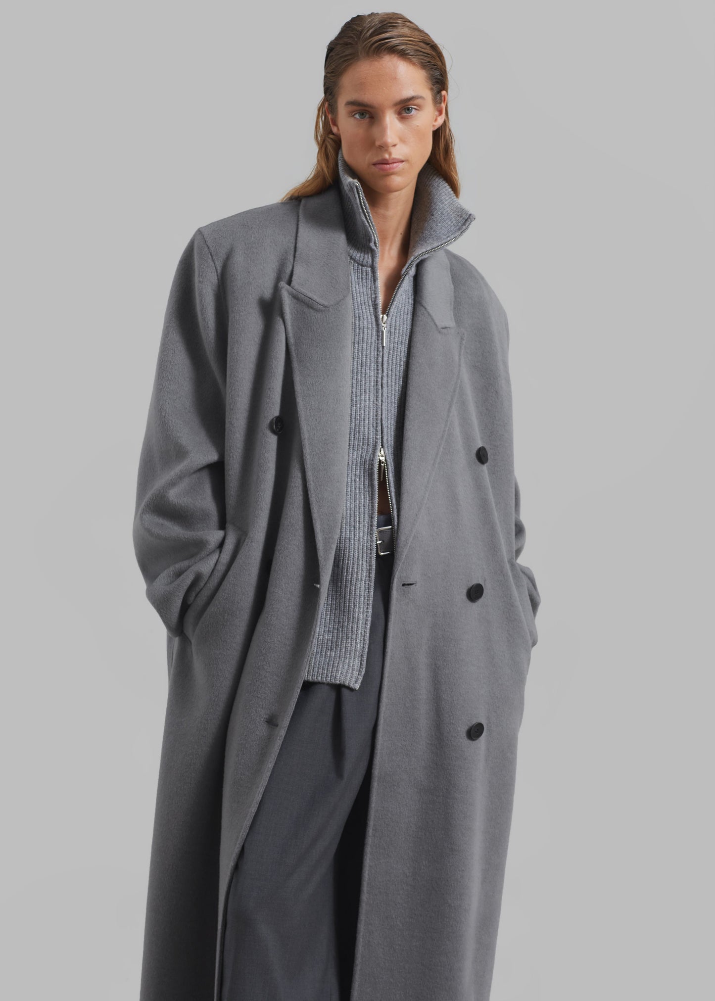 Gaia Double Breasted Coat - Grey