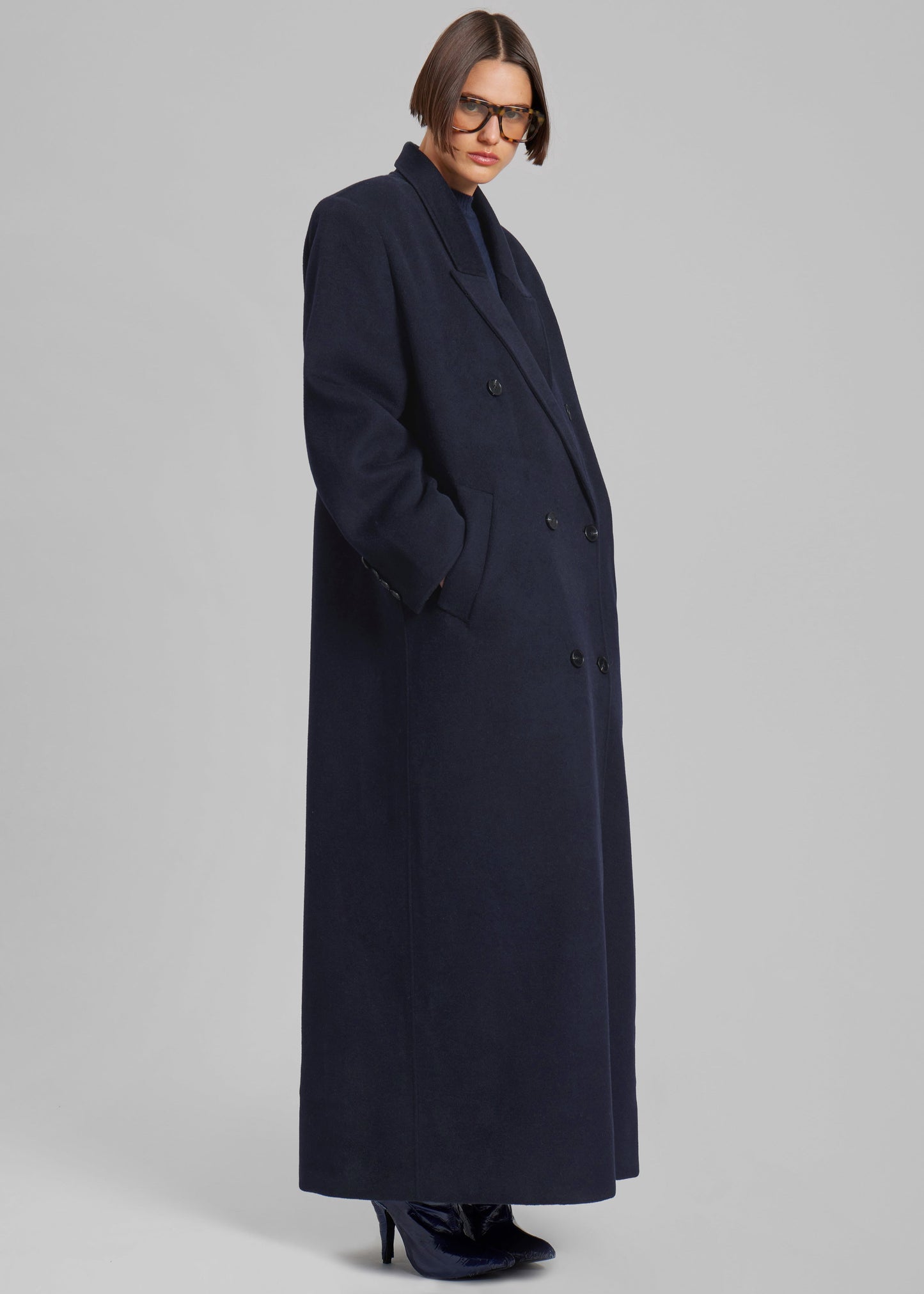 Gaia Double Breasted Coat - Navy