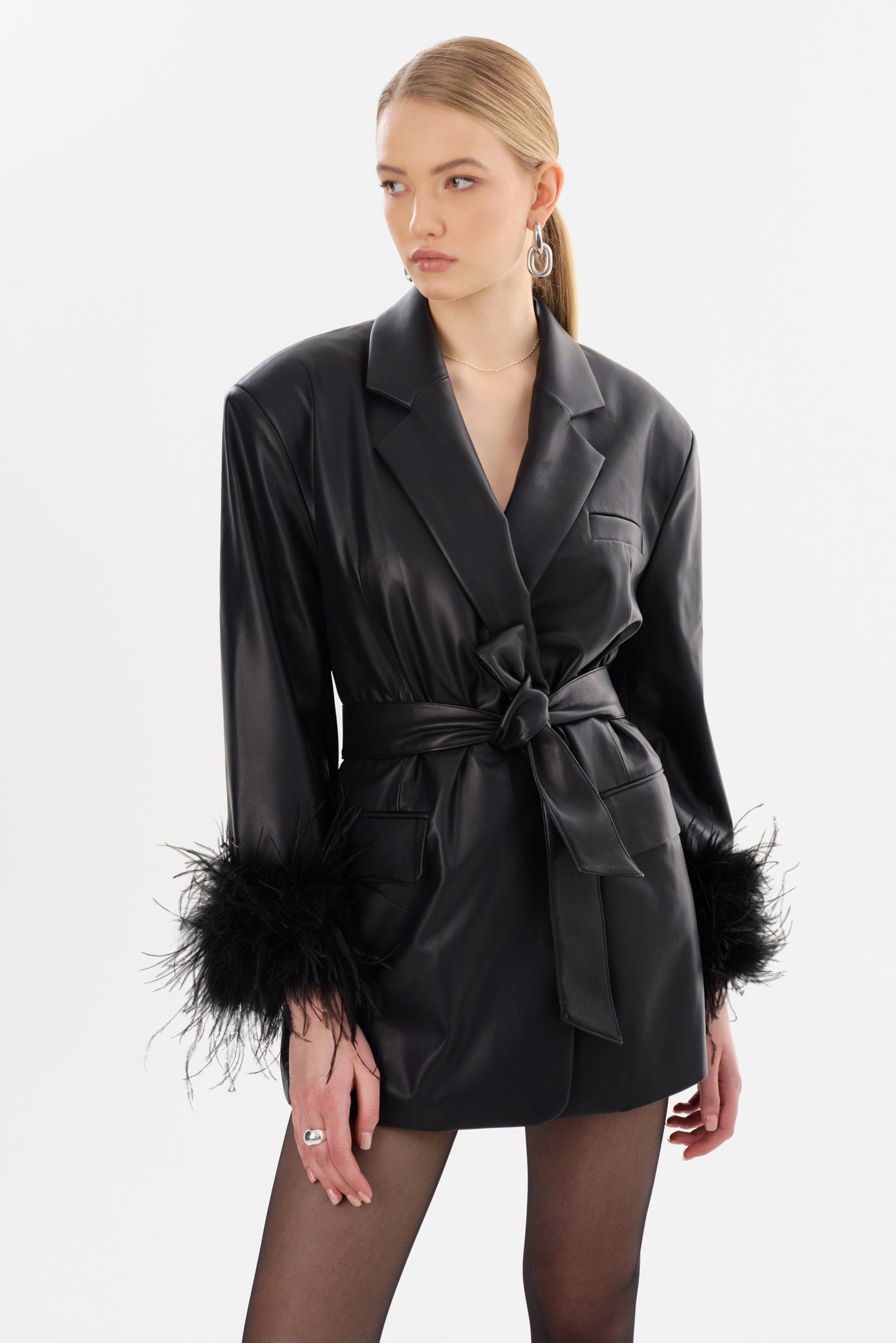 GALIA | Feather Trim Blazer