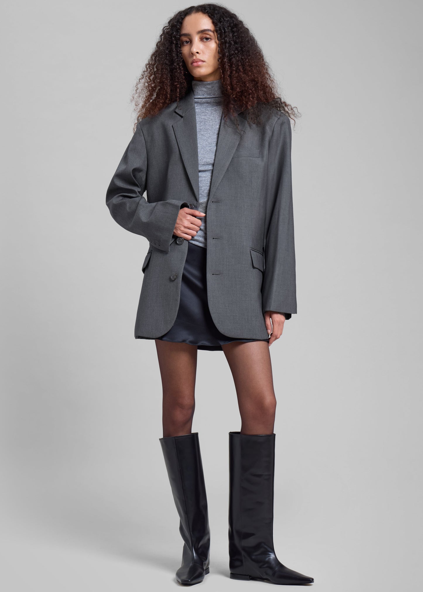 Gelso Oversized Blazer - Dark Grey Melange