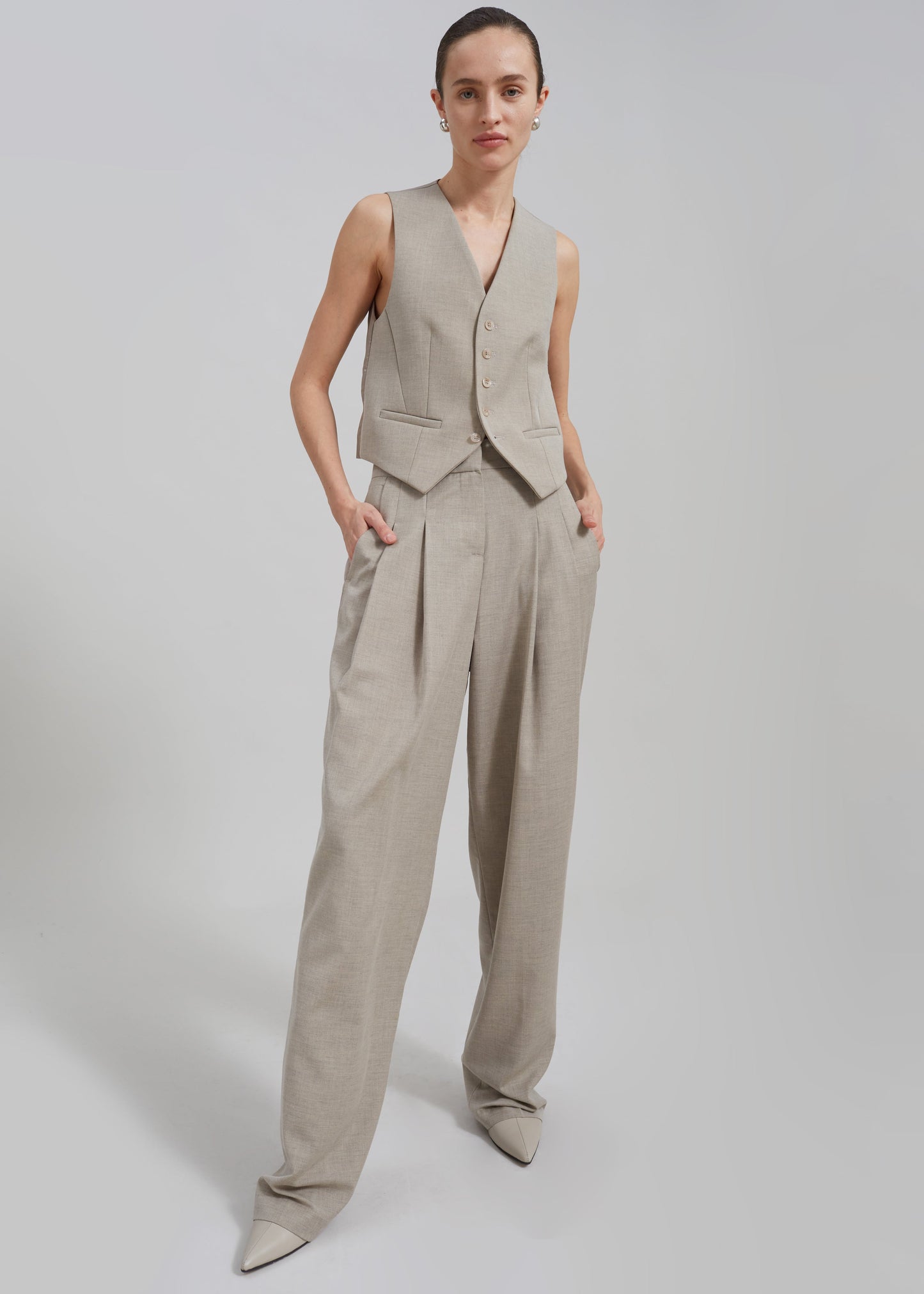 Gelso Waistcoat - Light Taupe Melange