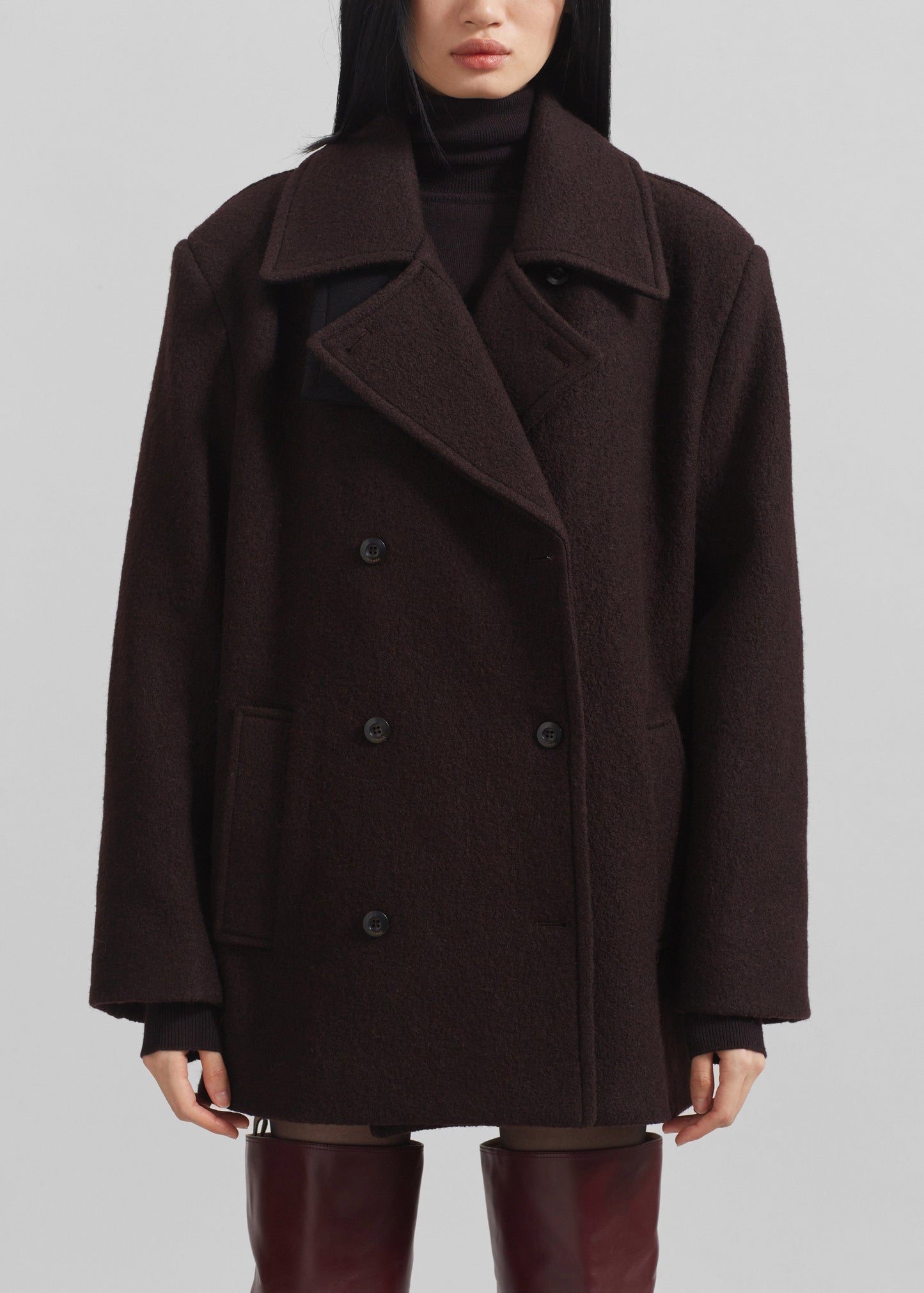 Hallen Double Breasted Wool Coat - Brown