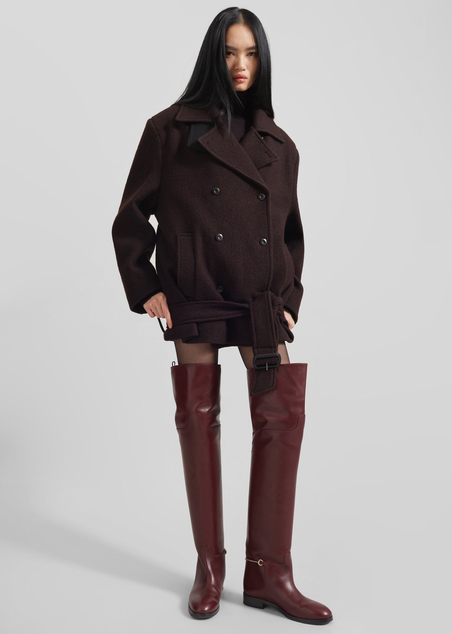 Hallen Double Breasted Wool Coat - Brown