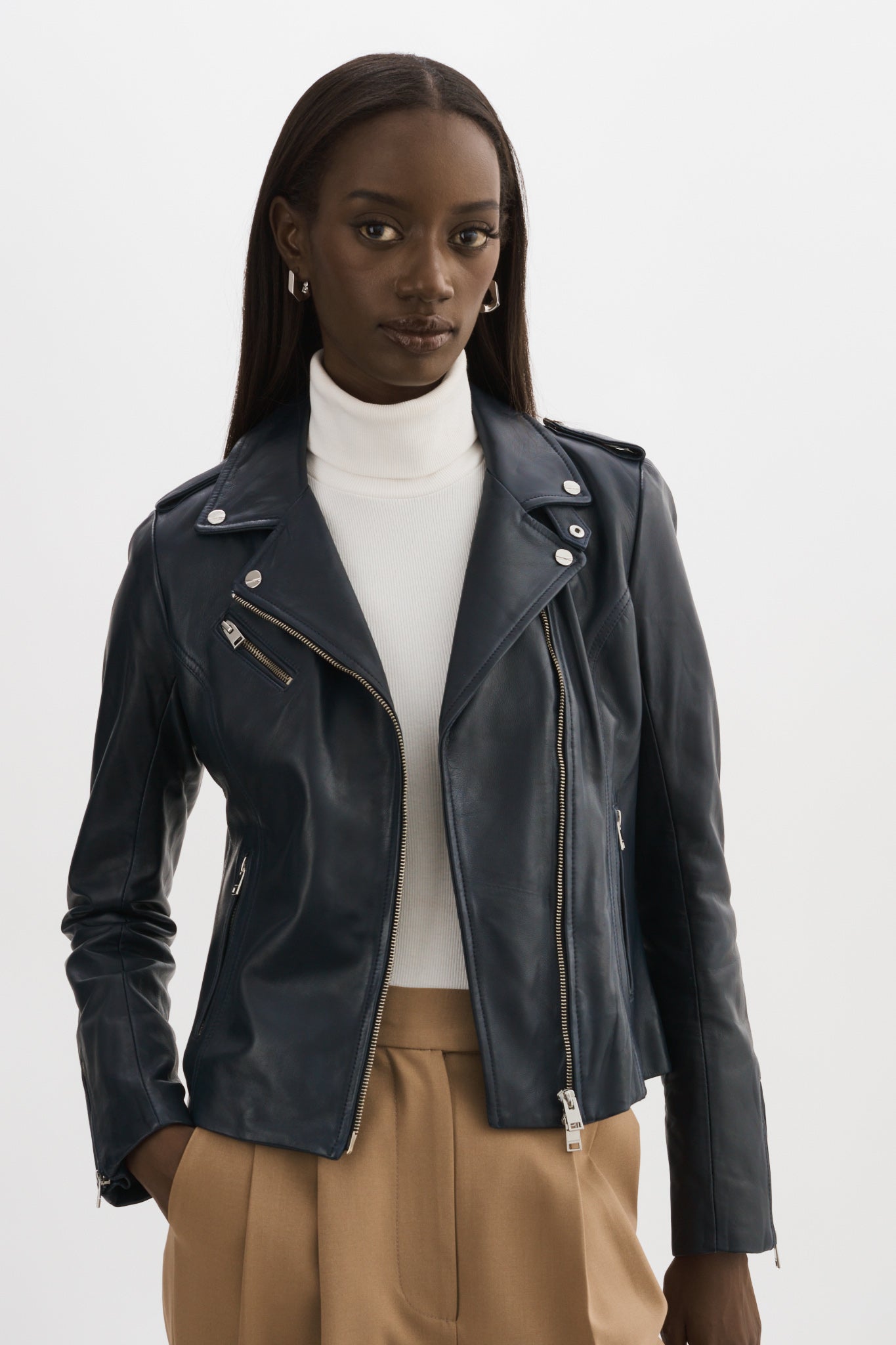 HARPER | Fitted Leather Biker Jacket