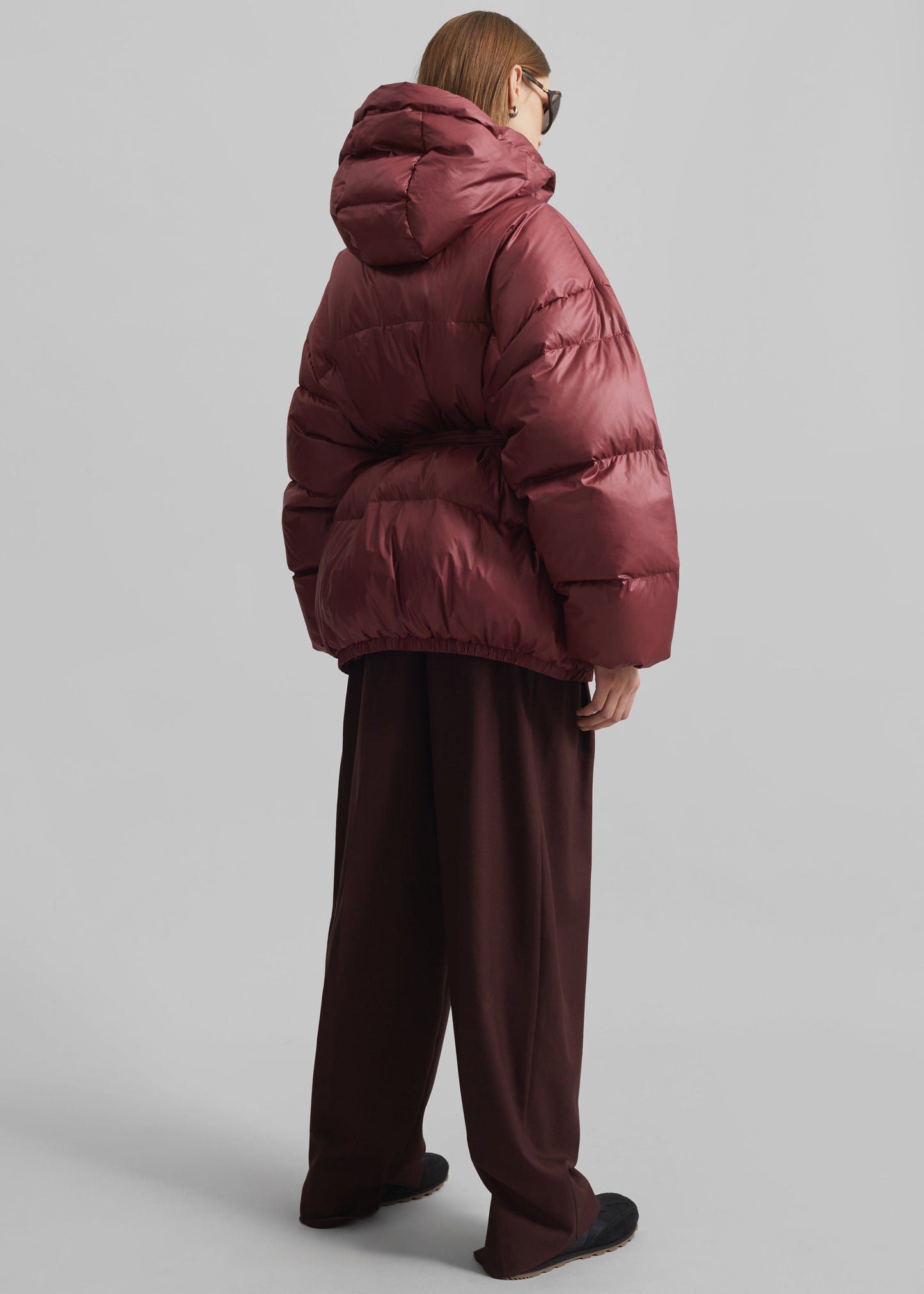 Hedon Belted Puffer Jacket - Burgundy