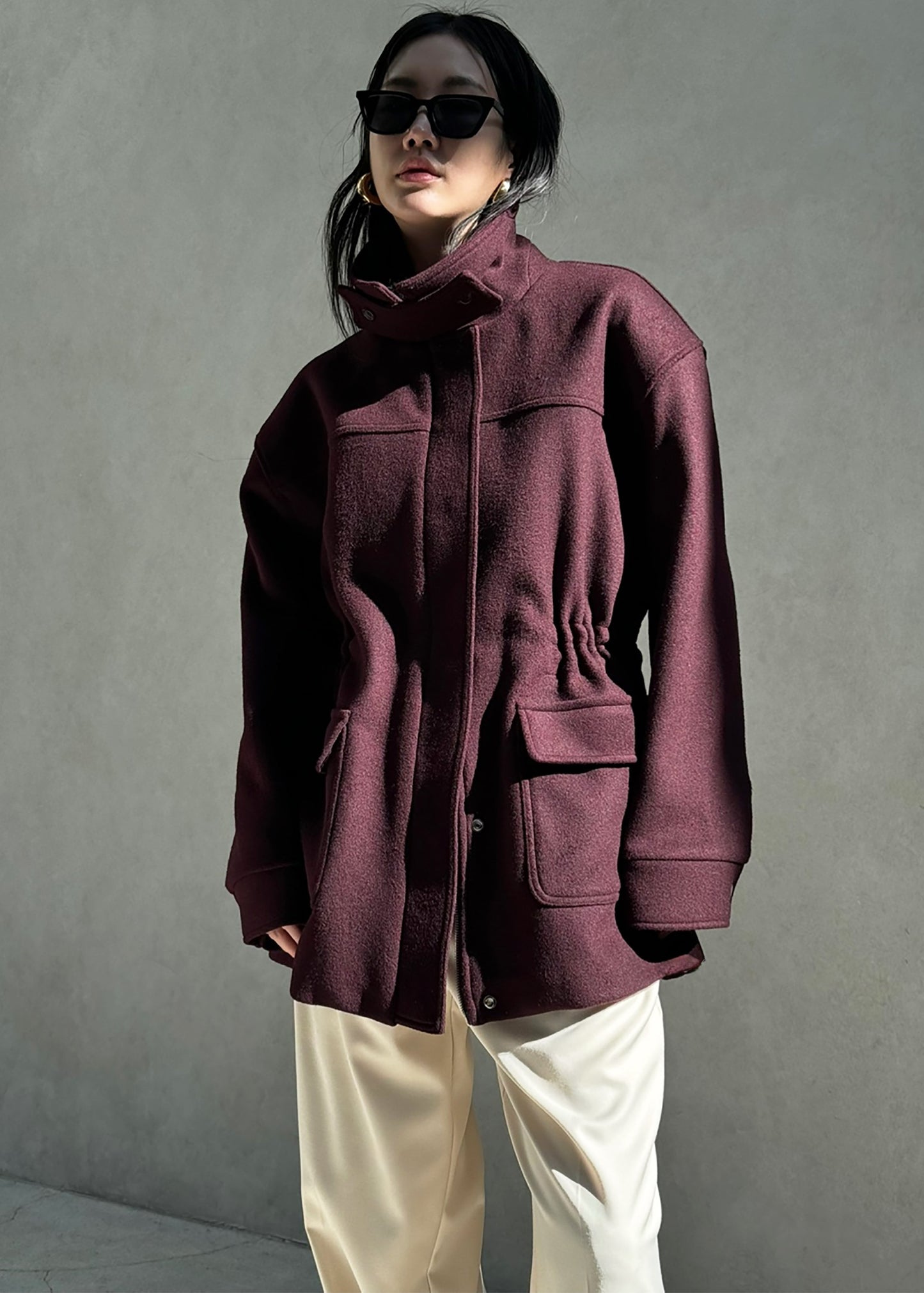 Holbeck Field Wool Jacket - Burgundy