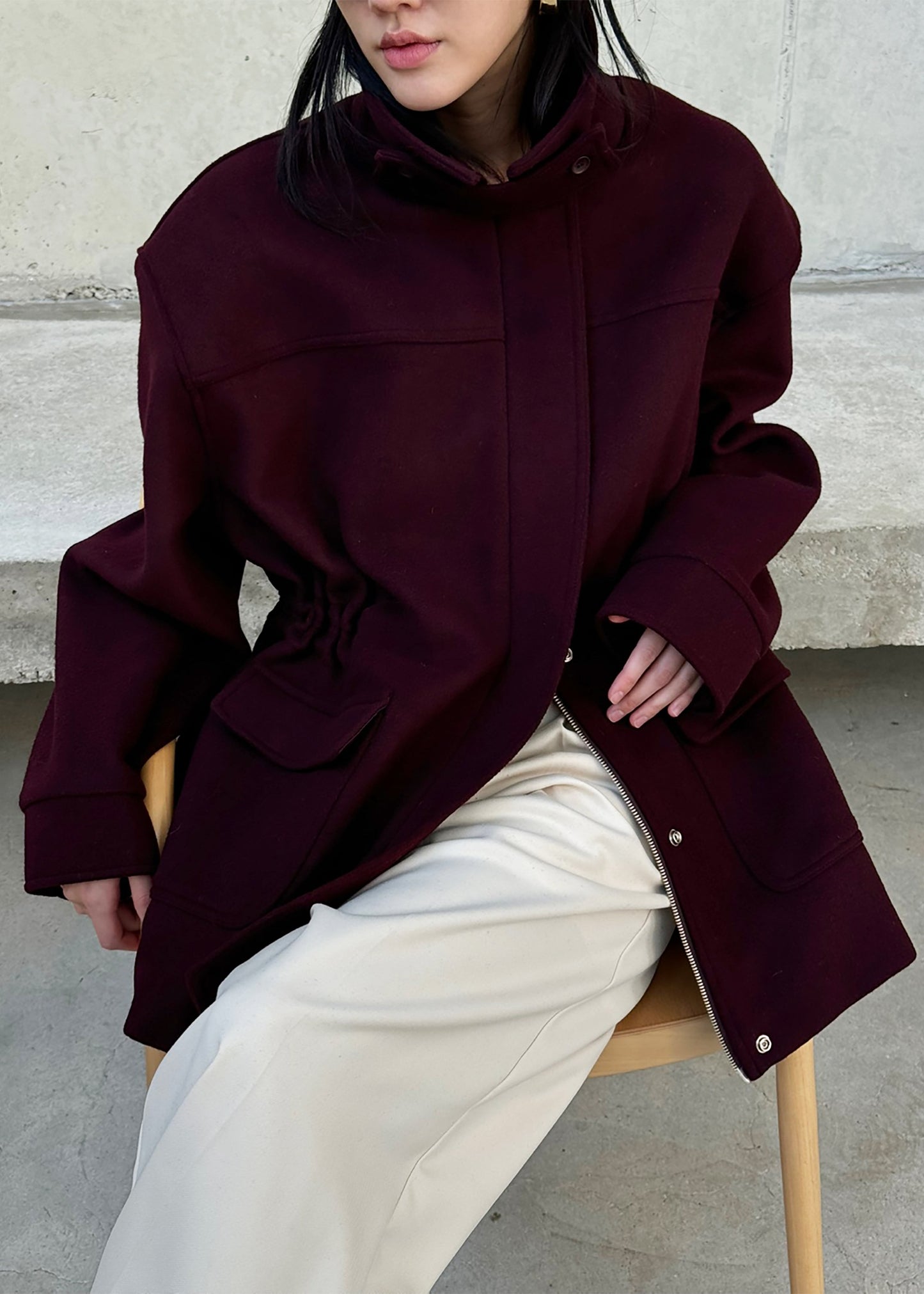 Holbeck Field Wool Jacket - Burgundy