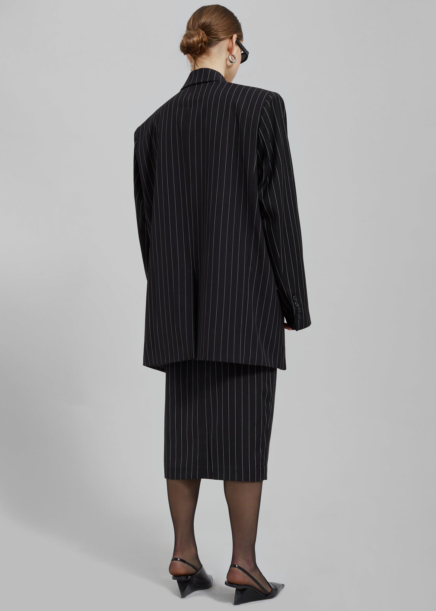 Holland Padded Shoulder Blazer - Black/White Pinstripe