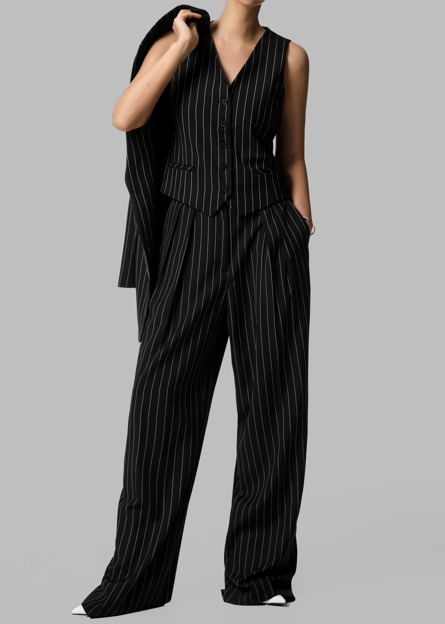 Holland Suit Vest - Black/White Pinstripe