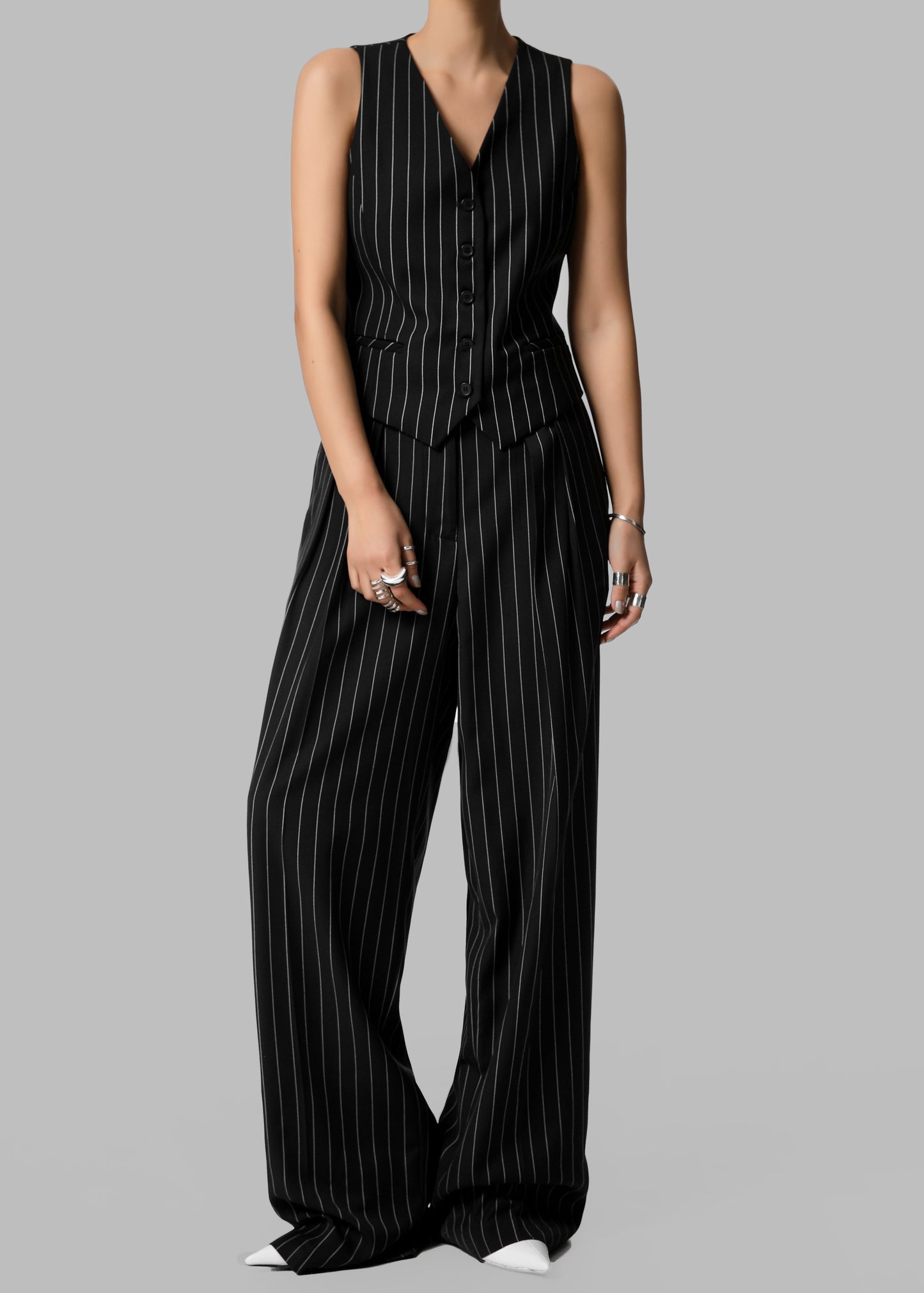 Holland Suit Vest - Black/White Pinstripe