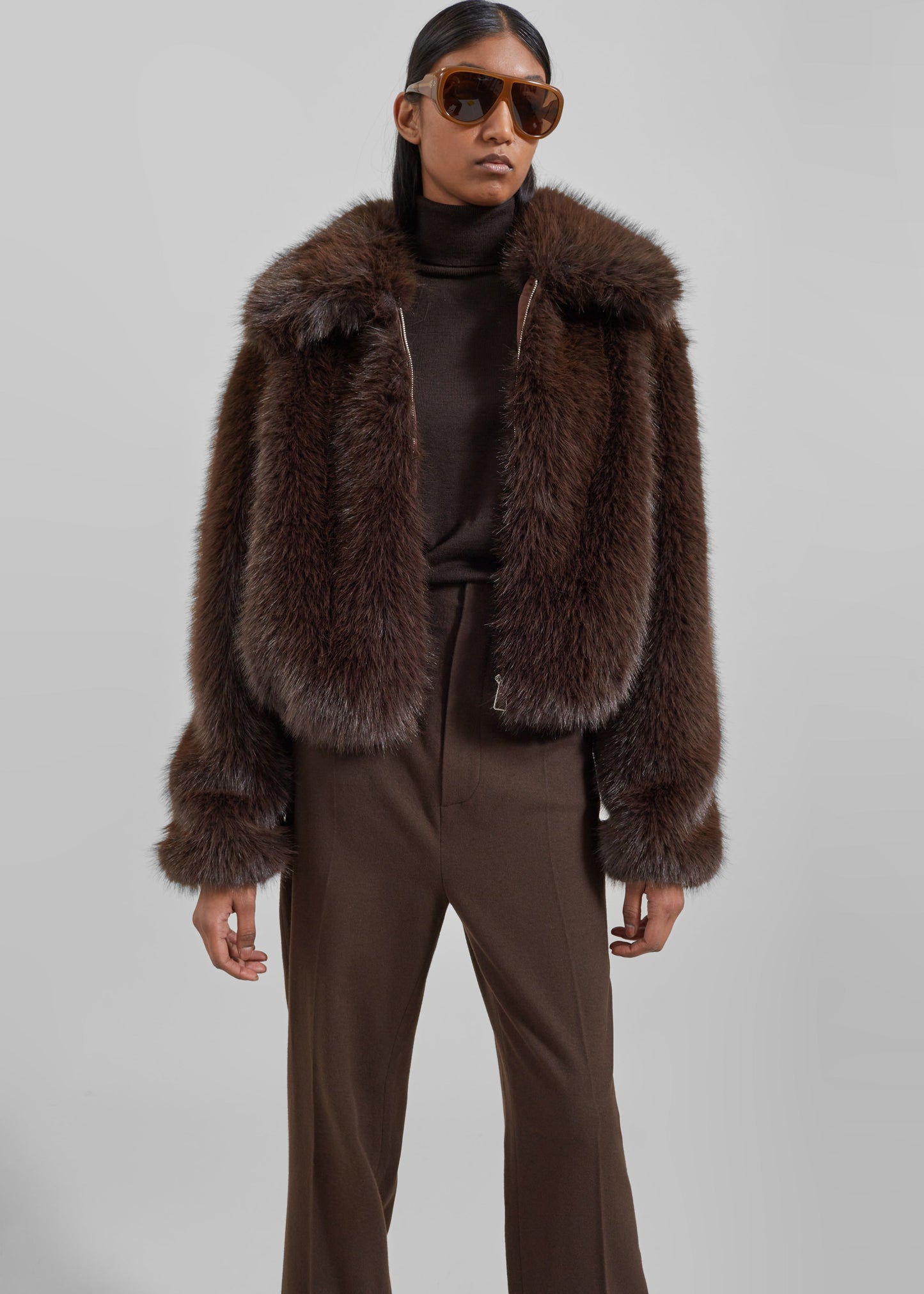 Hope Faux Fur Jacket - Brown