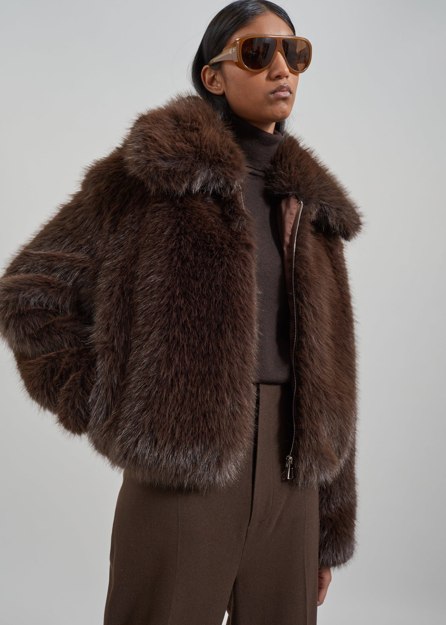 Hope Faux Fur Jacket - Brown