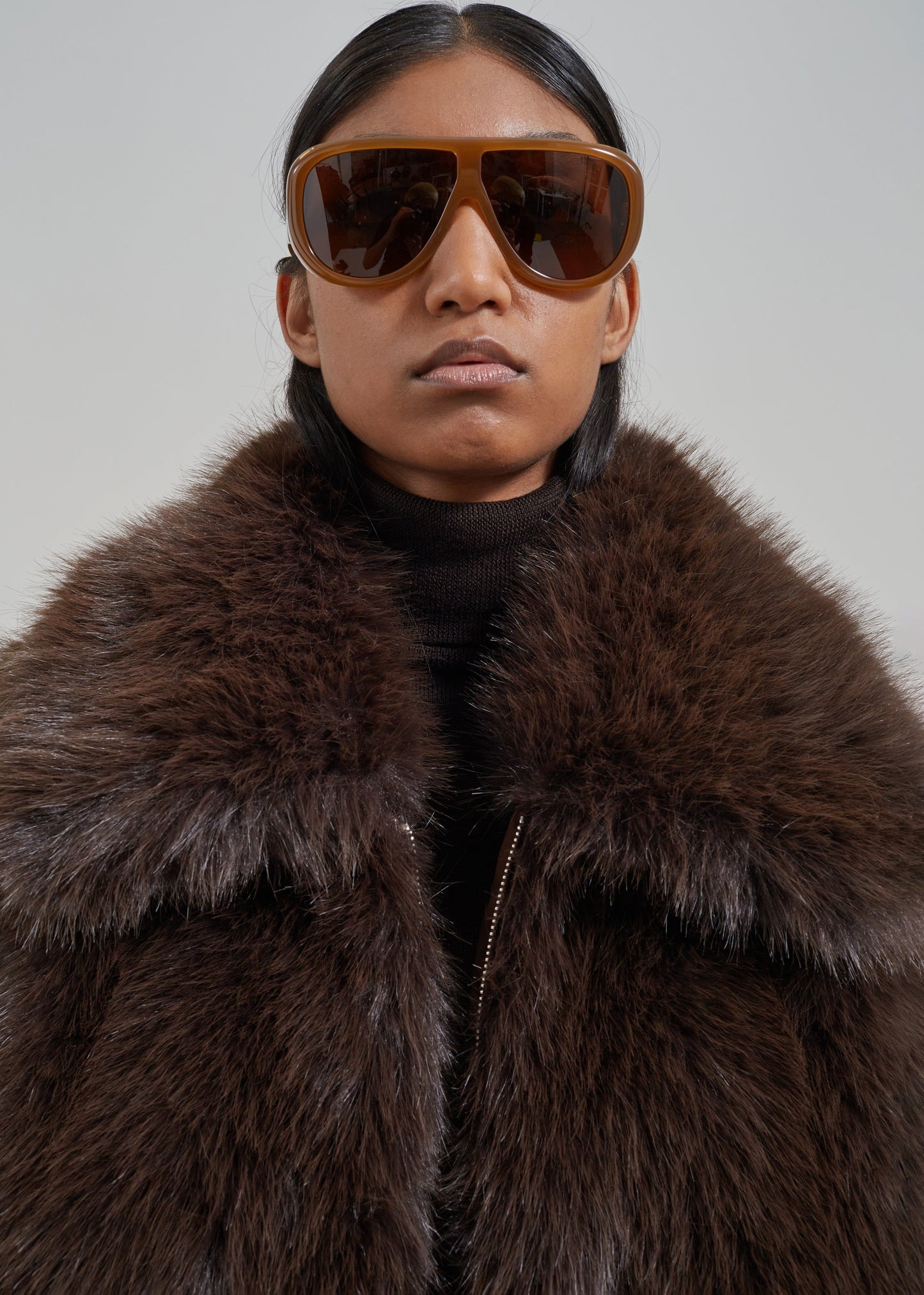 Hope Faux Fur Jacket - Brown