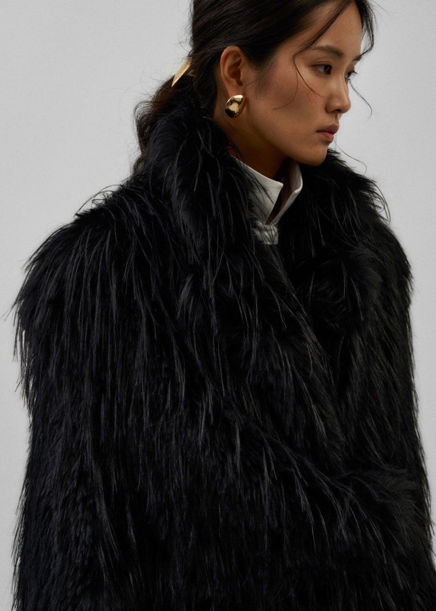 Hythe Faux Fur Coat - Black