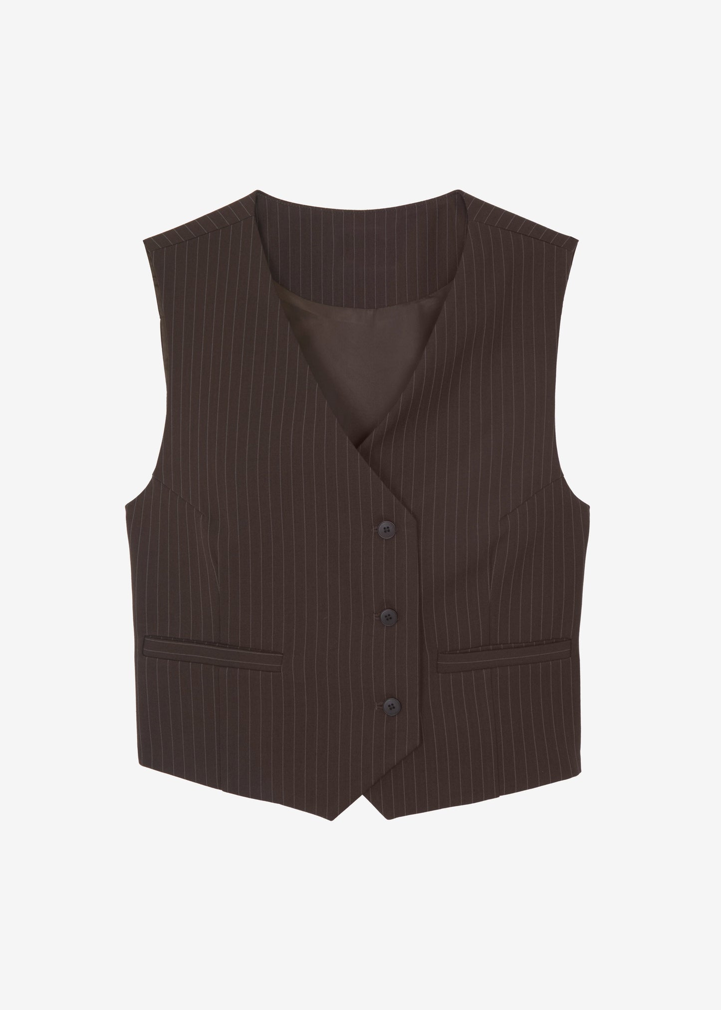 Ivey Vest - Brown/White Pinstripe