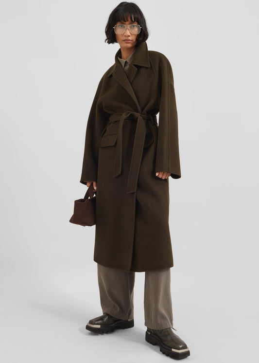 Jalhay Oversized Wool Coat - Khaki Brown