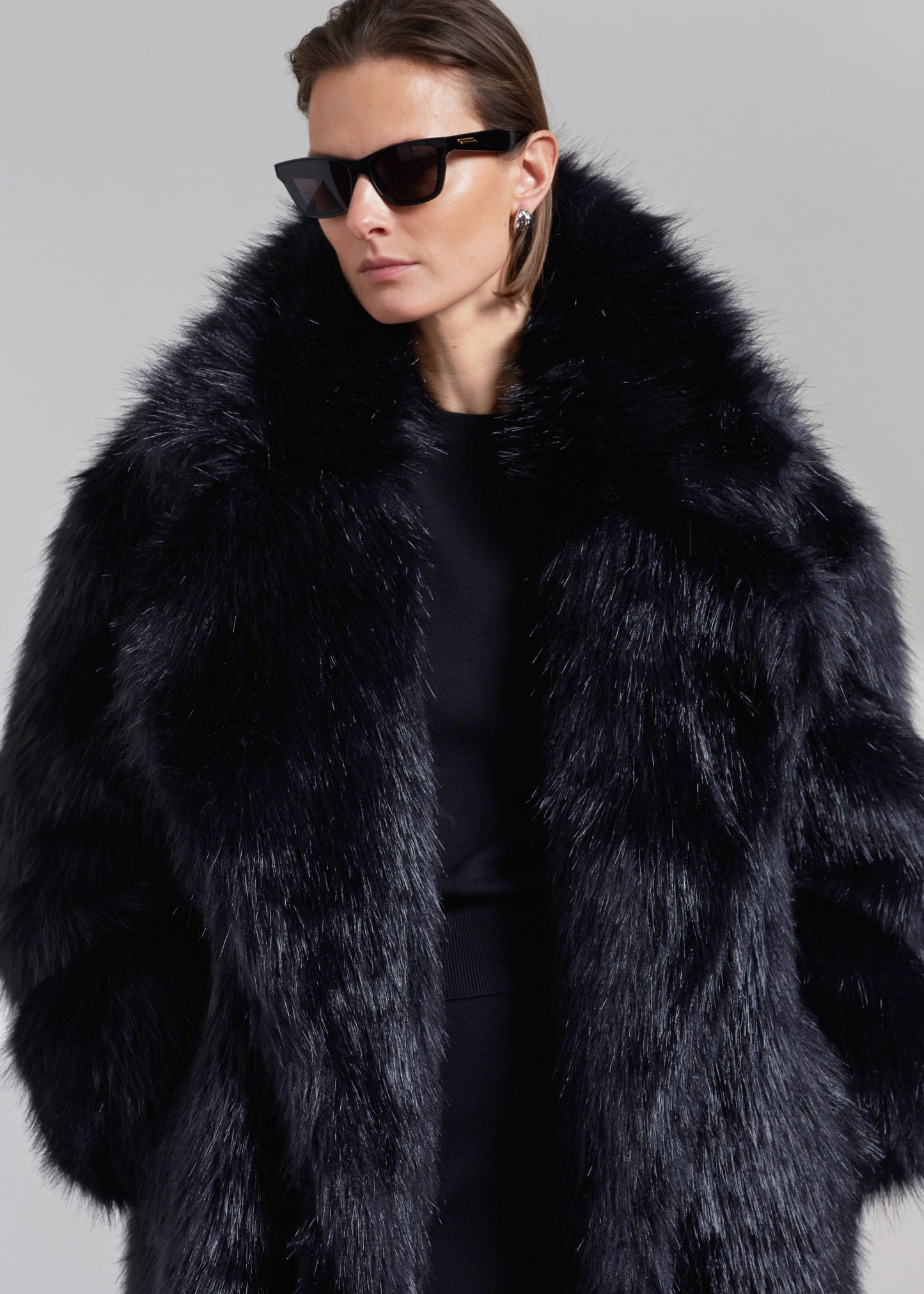 Joan Long Faux Fur Coat - Black