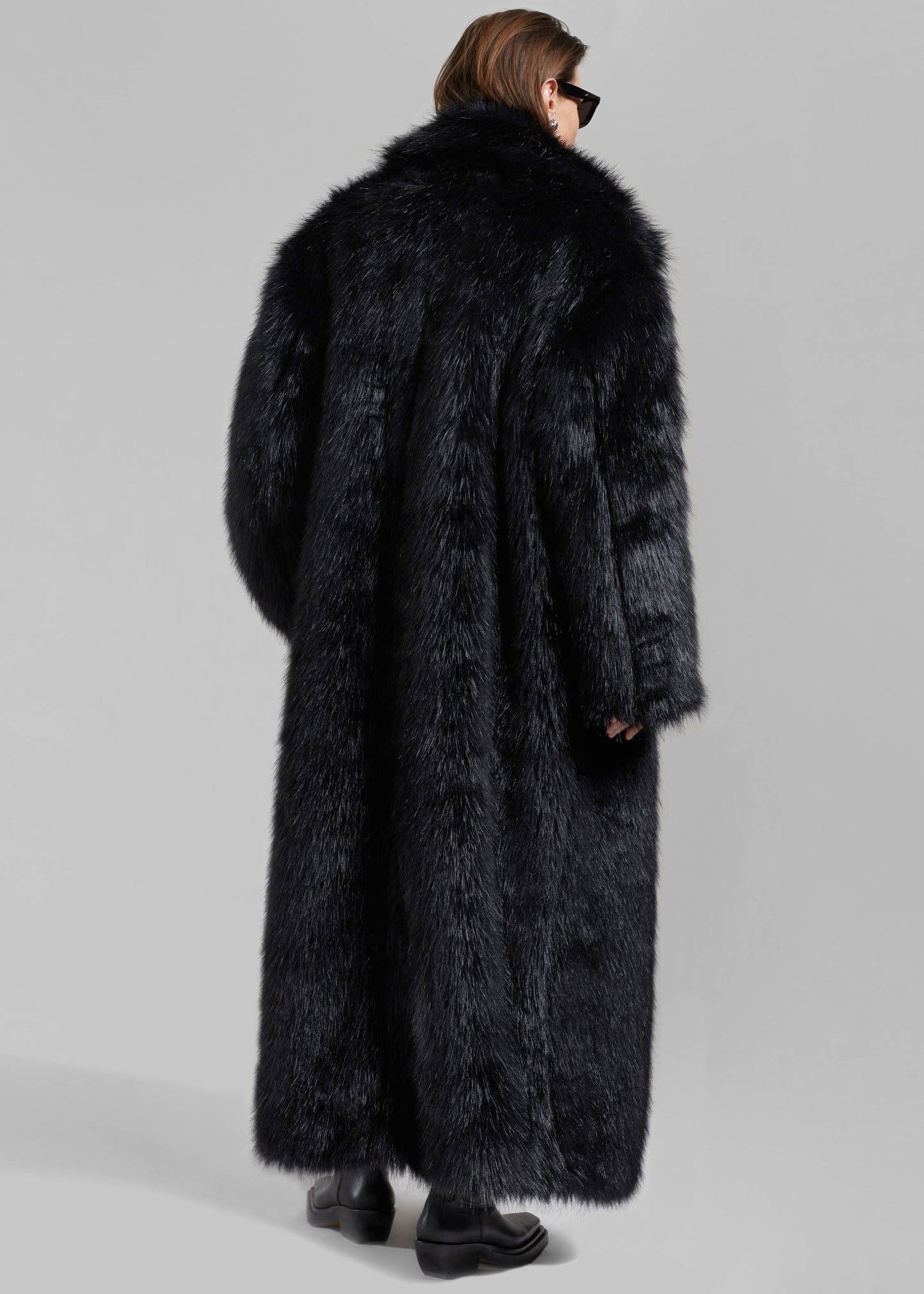 Joan Long Faux Fur Coat - Black